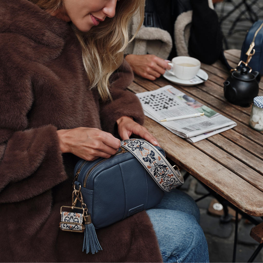 Pom Pom London City Duo Bag Slate Blue