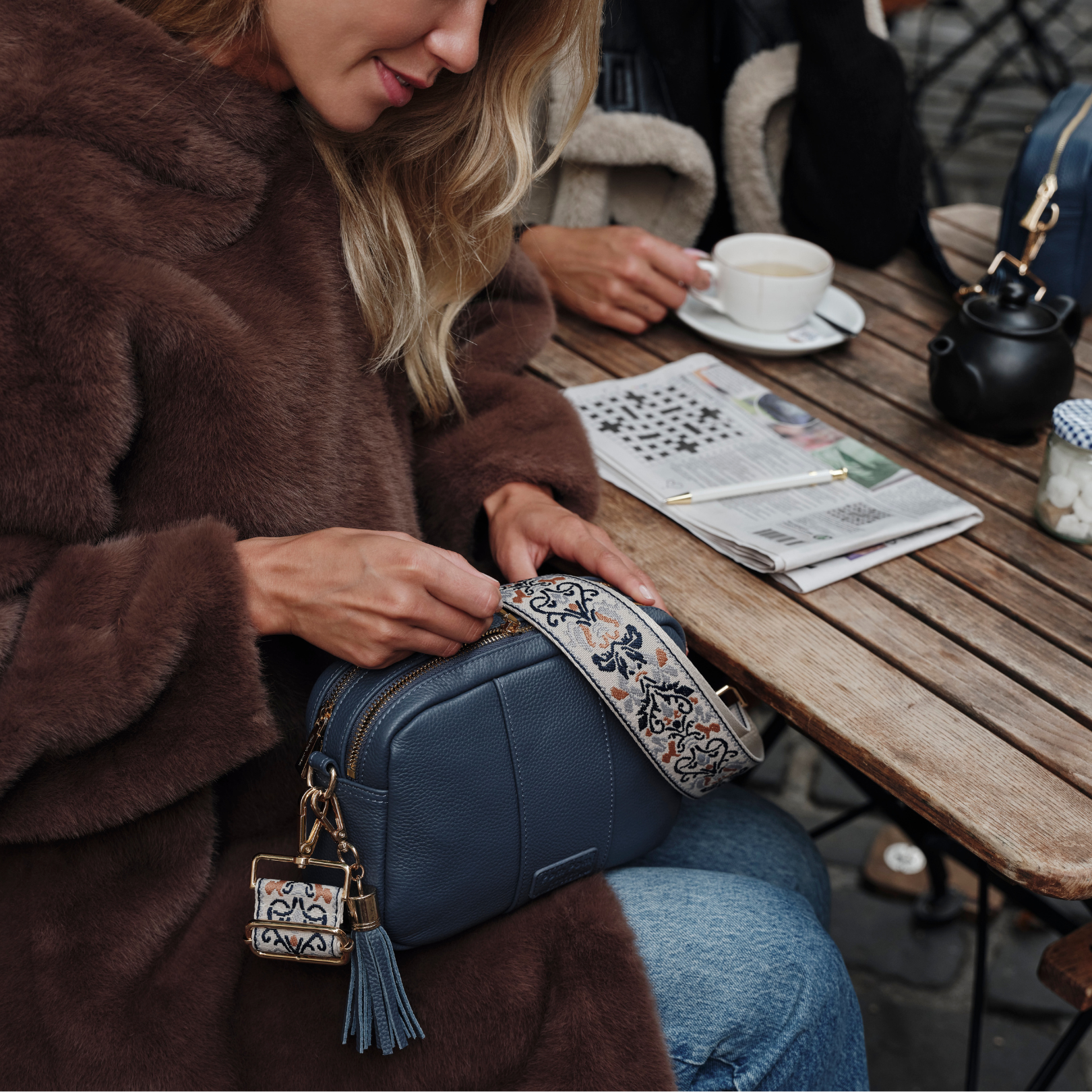 Pom Pom London City Duo Bag Slate Blue