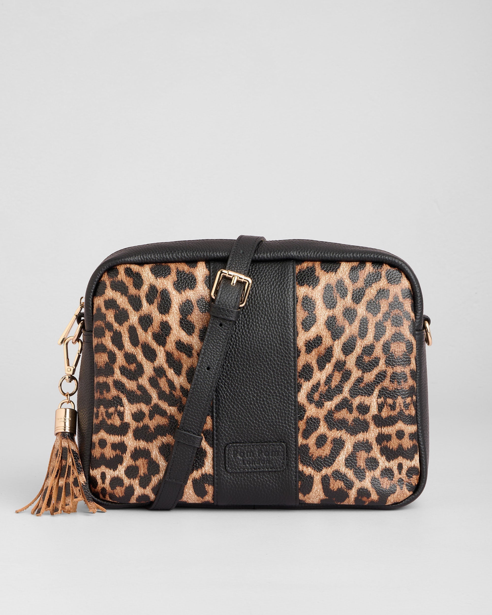 Pom Pom London City Plus Bag Leopard Print Black