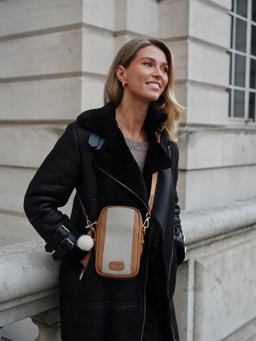 Pom Pom London Eaton Phone Bag Maple & Stone