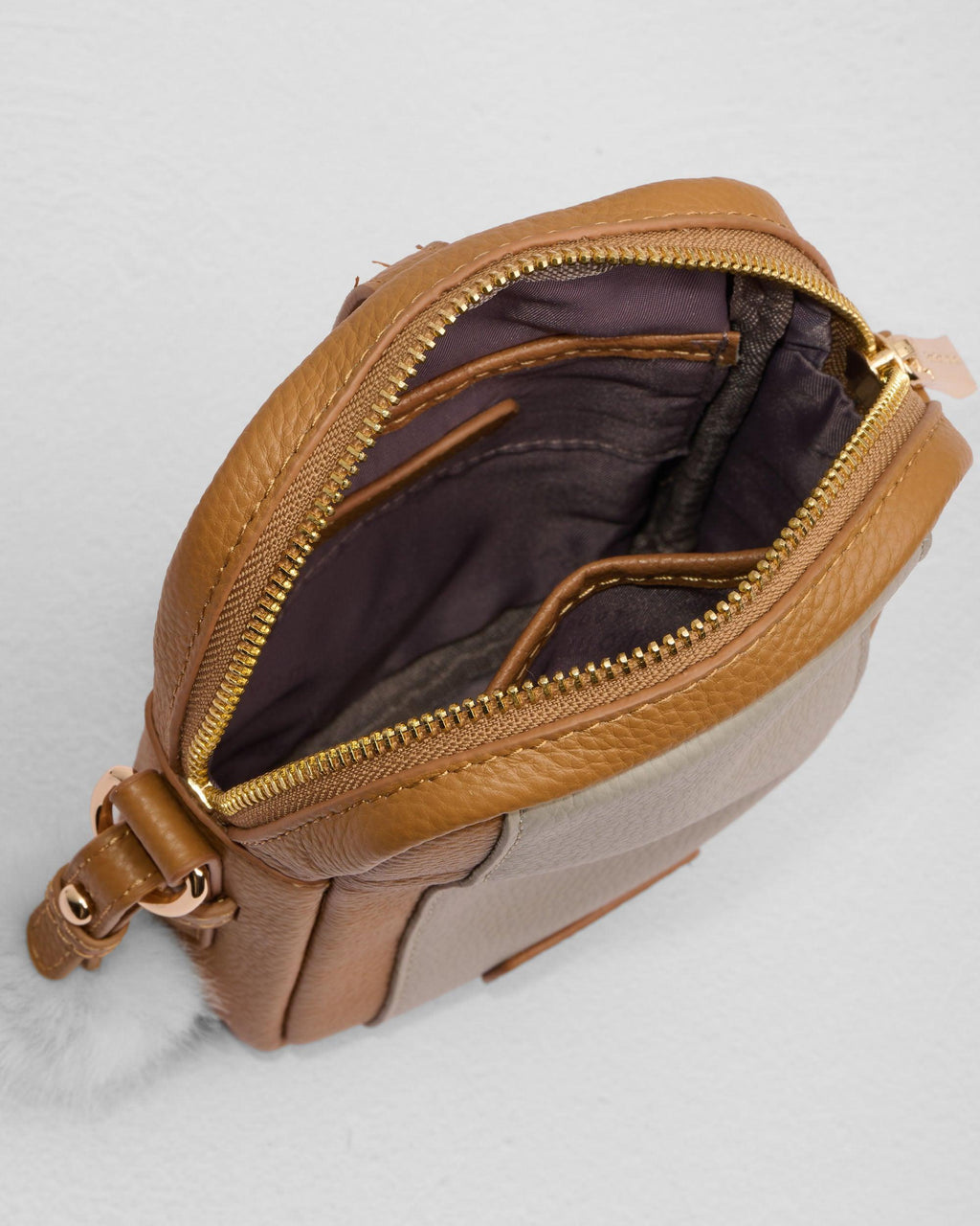 Pom Pom London Eaton Phone Bag Maple & Stone