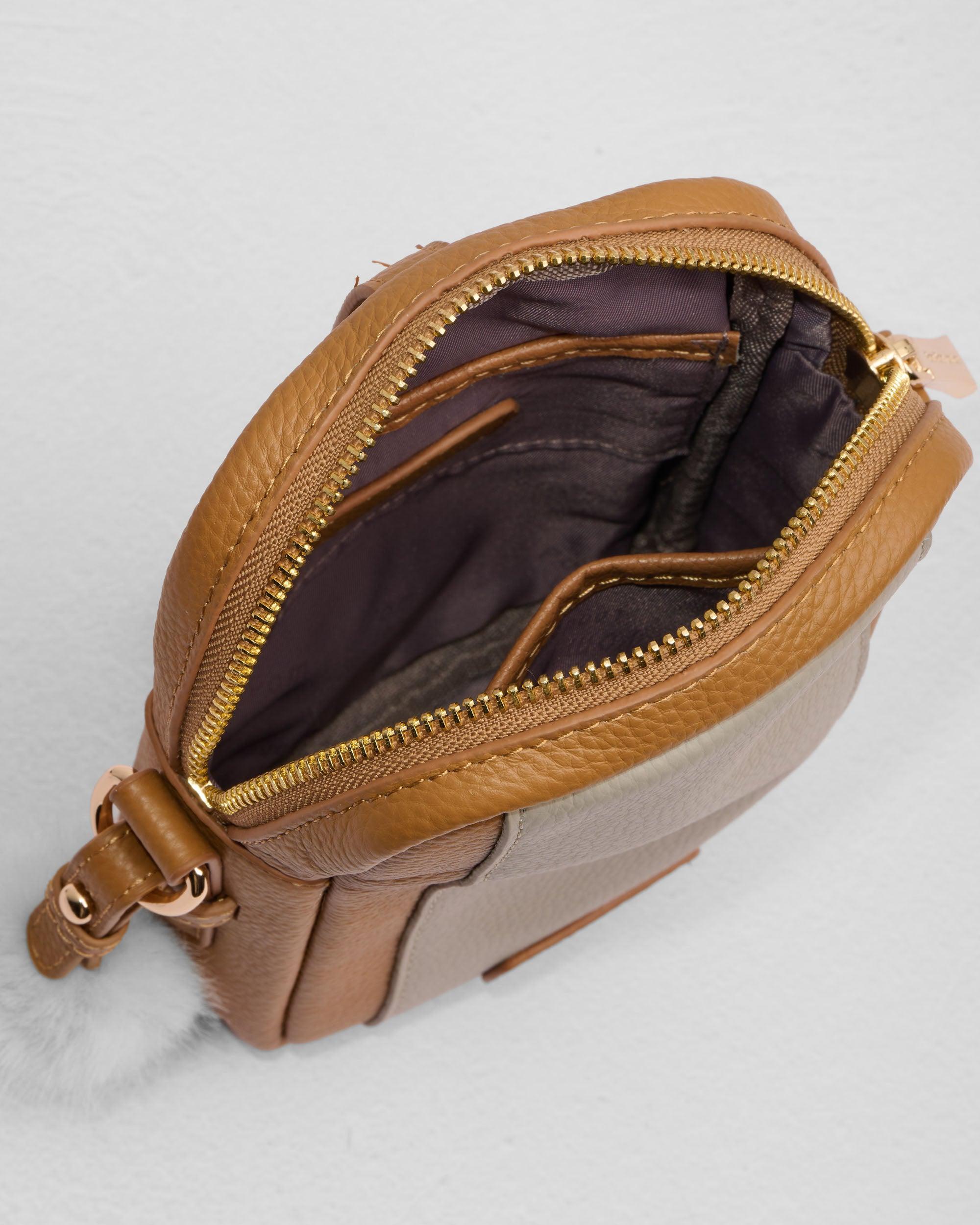 Pom Pom London Eaton Phone Bag Maple & Stone