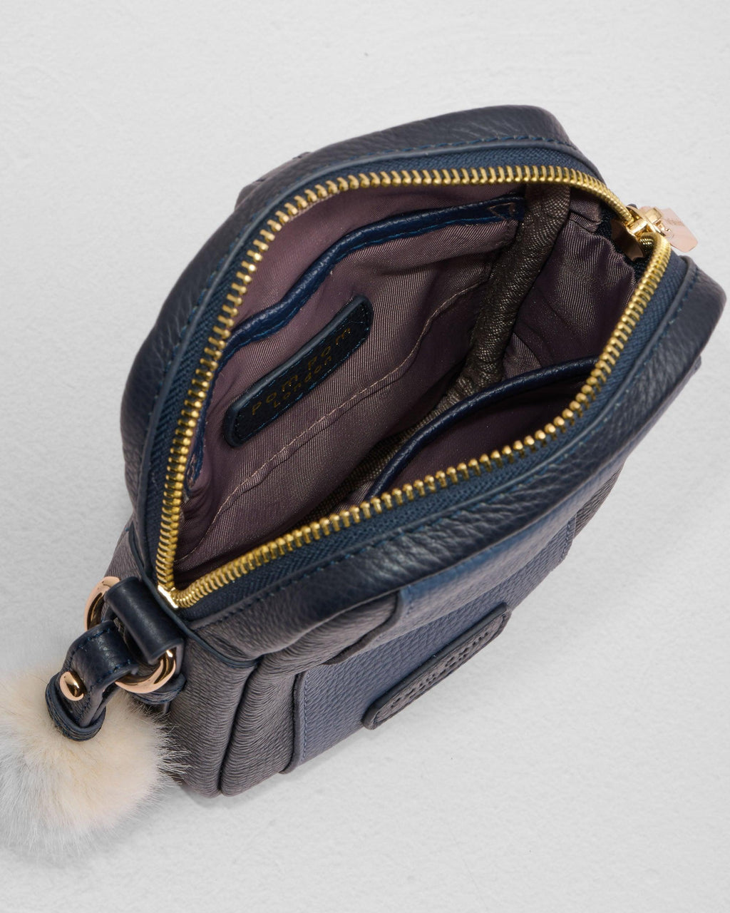 Pom Pom London Eaton Phone Bag Navy & Slate Blue