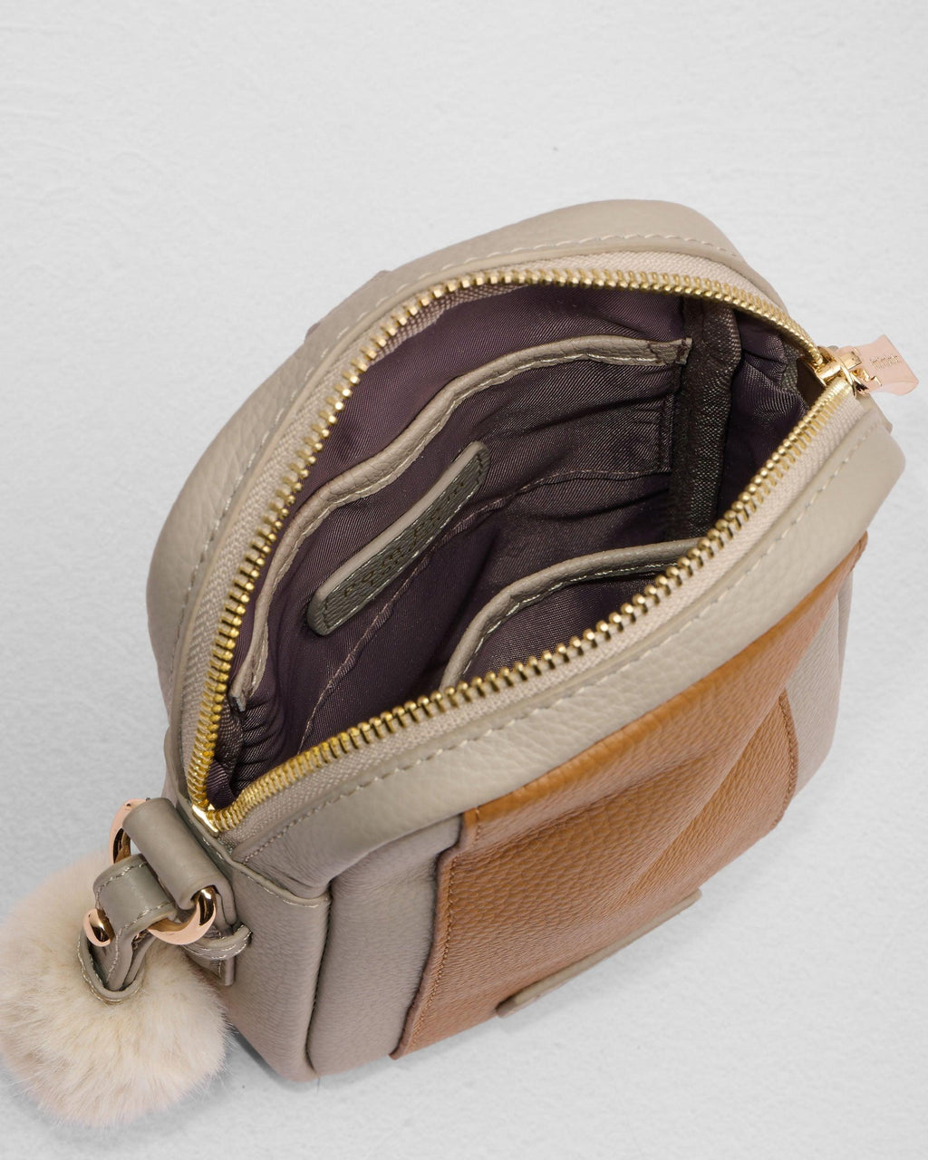 Pom Pom London Eaton Phone Bag Stone & Maple