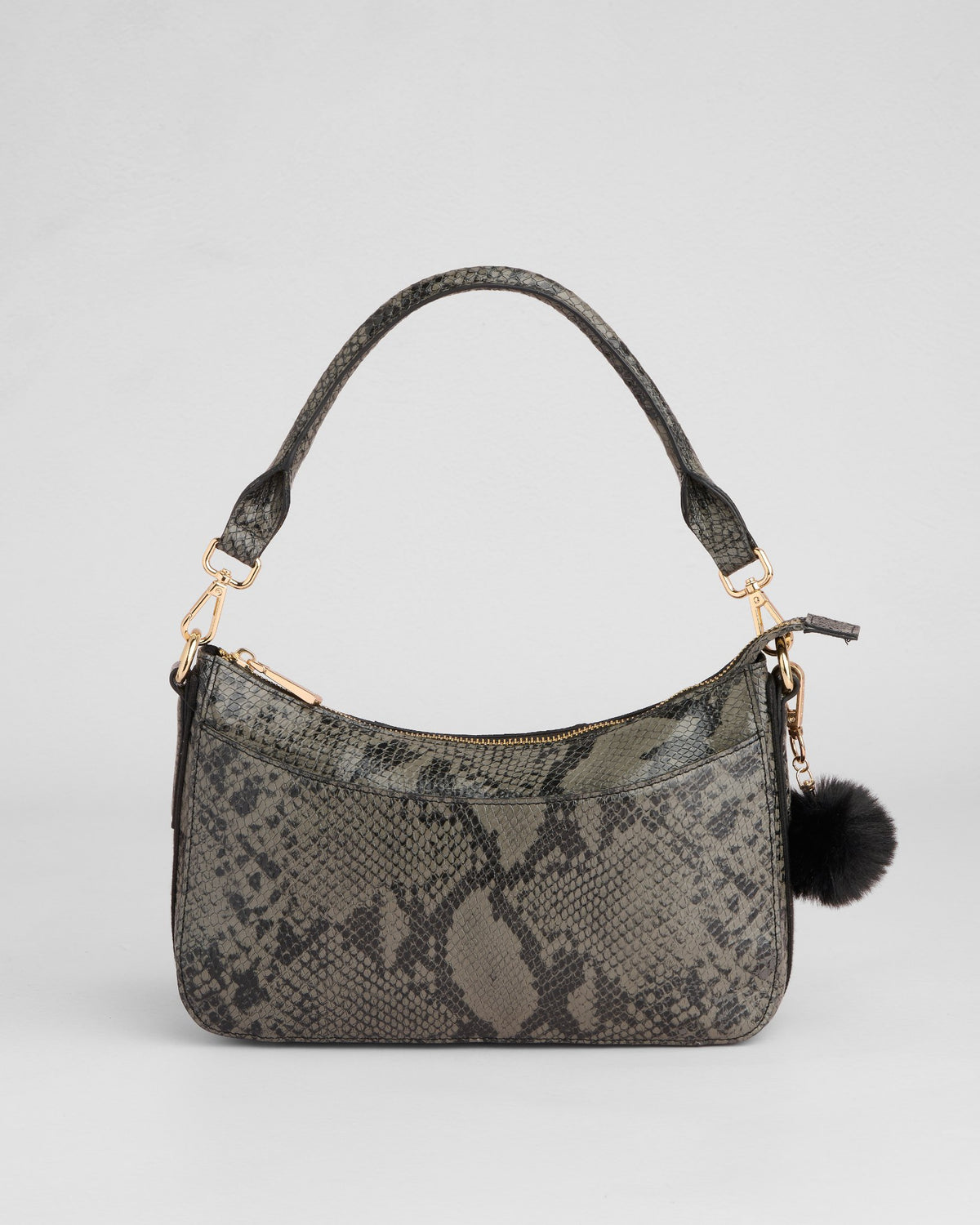 Pom Pom London Edgware Bag Snake Effect Black 2