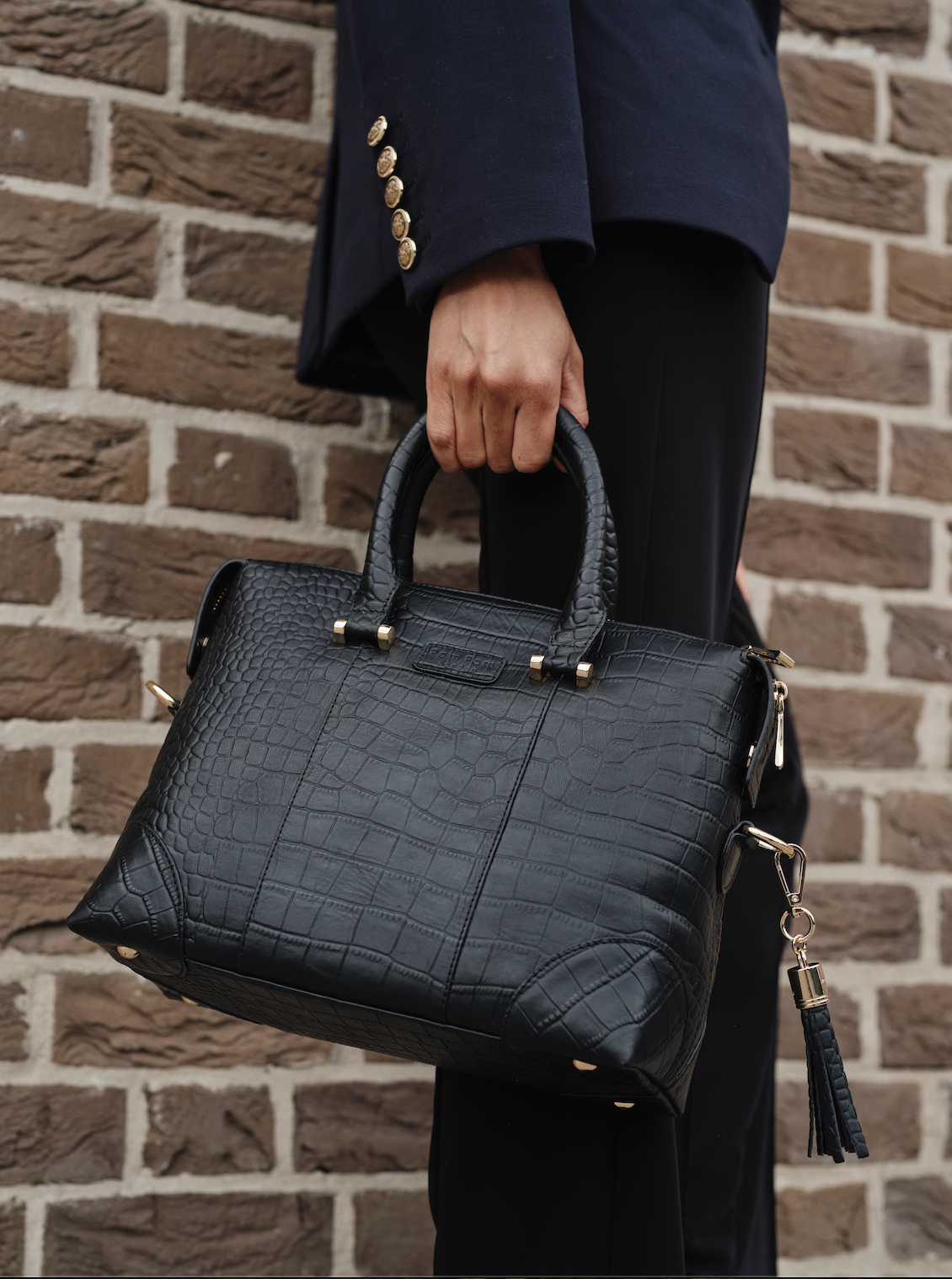 Pom Pom London Greenwich Bag Croc Black