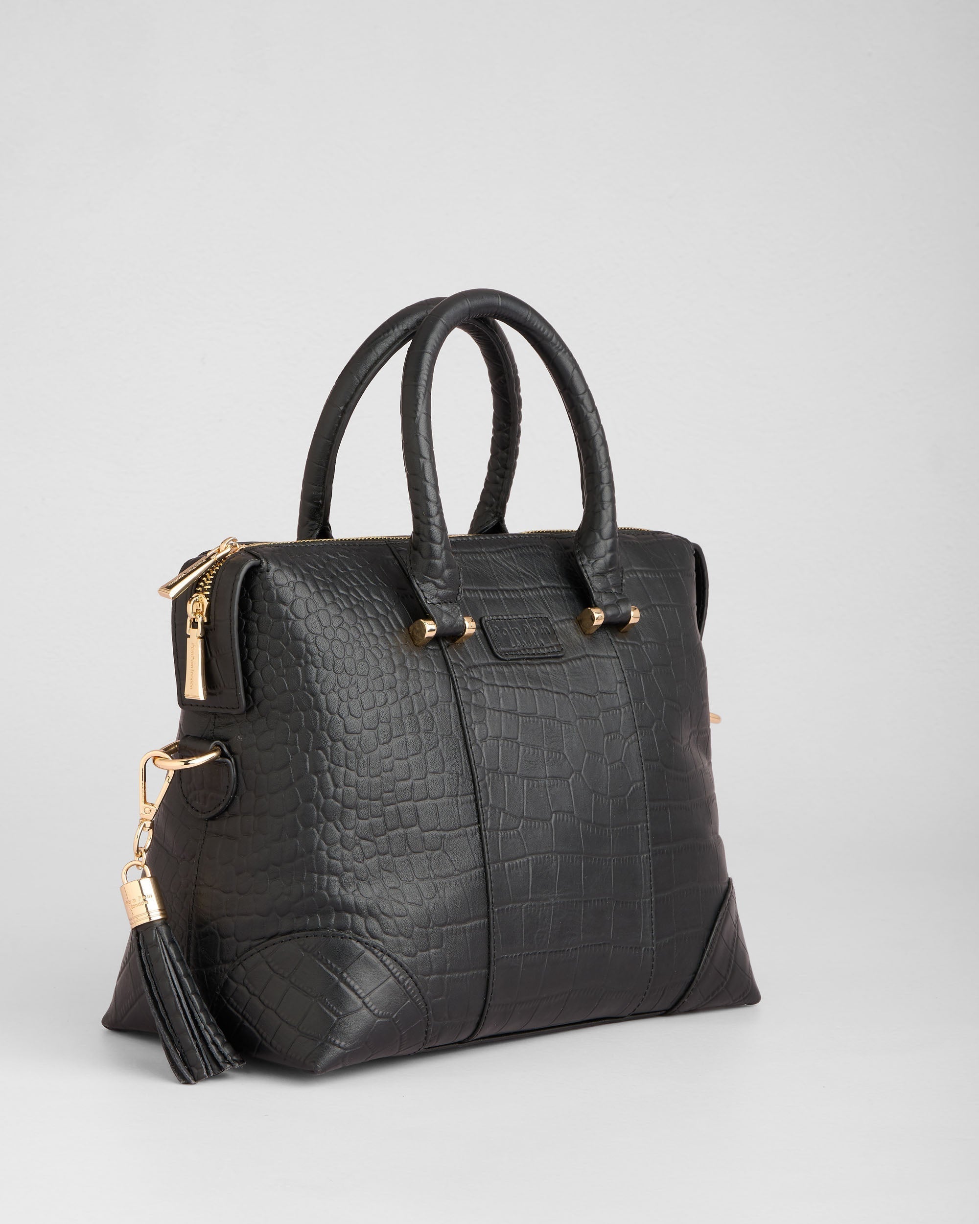 Pom Pom London Greenwich Bag Croc Black