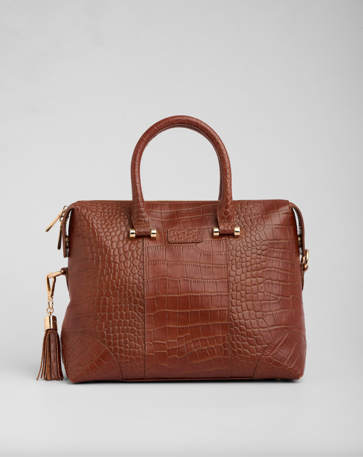 Pom Pom London Greenwich Bag Croc Chestnut