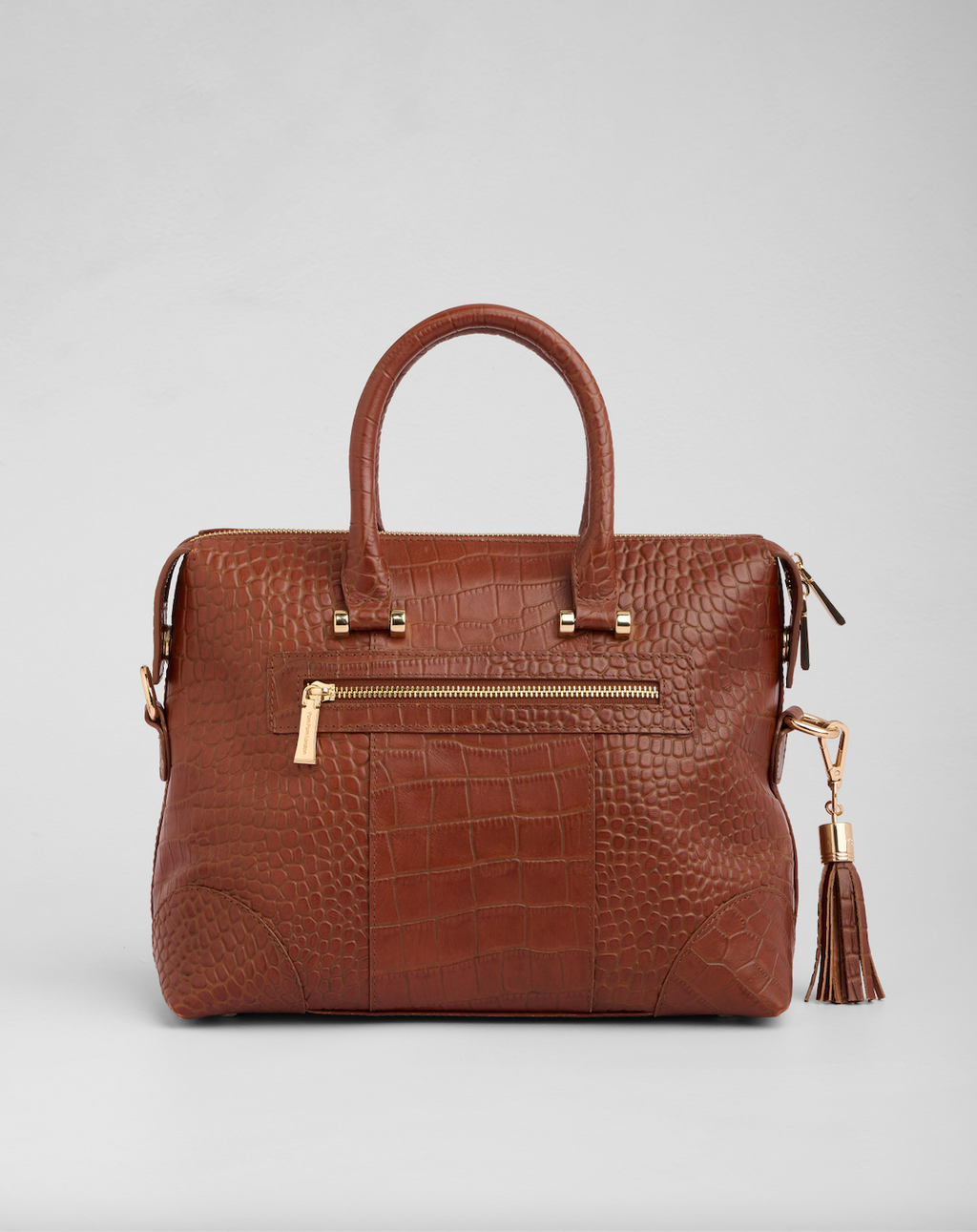 Pom Pom London Greenwich Bag Croc Chestnut