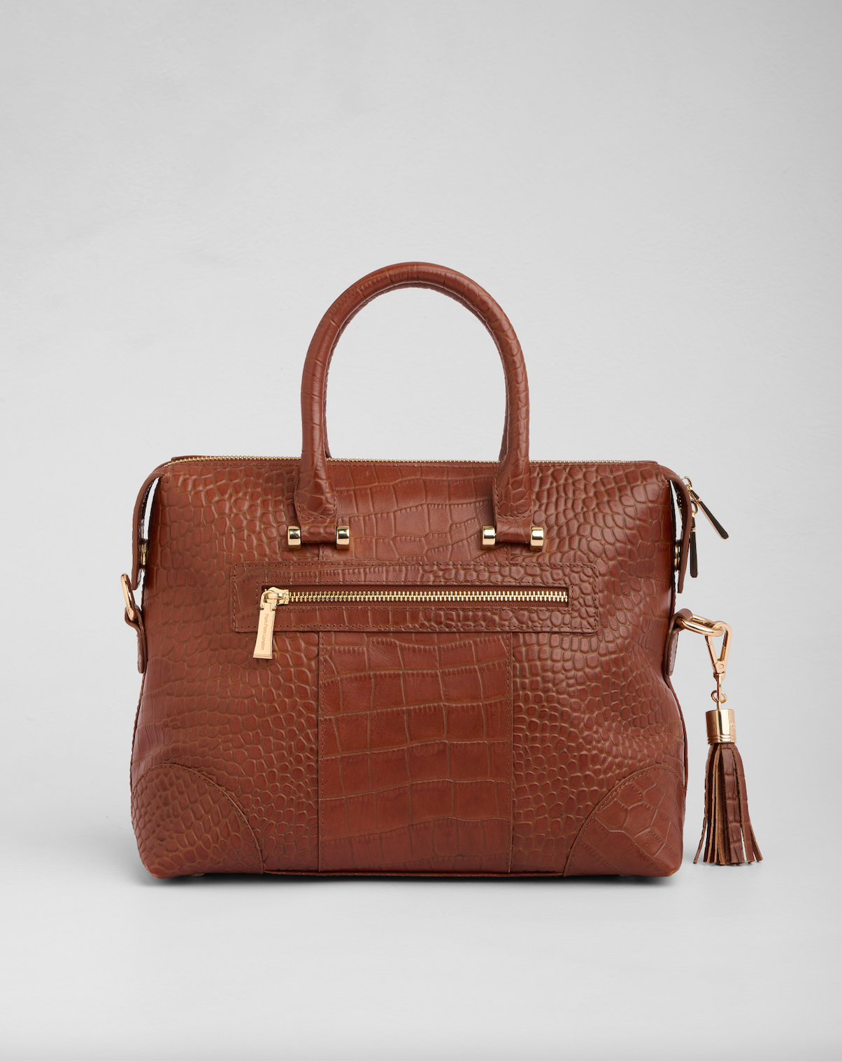 Pom Pom London Greenwich Bag Croc Chestnut