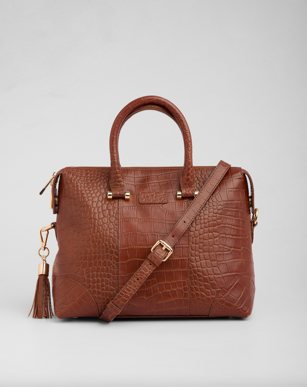 Pom Pom London Greenwich Bag Croc Chestnut