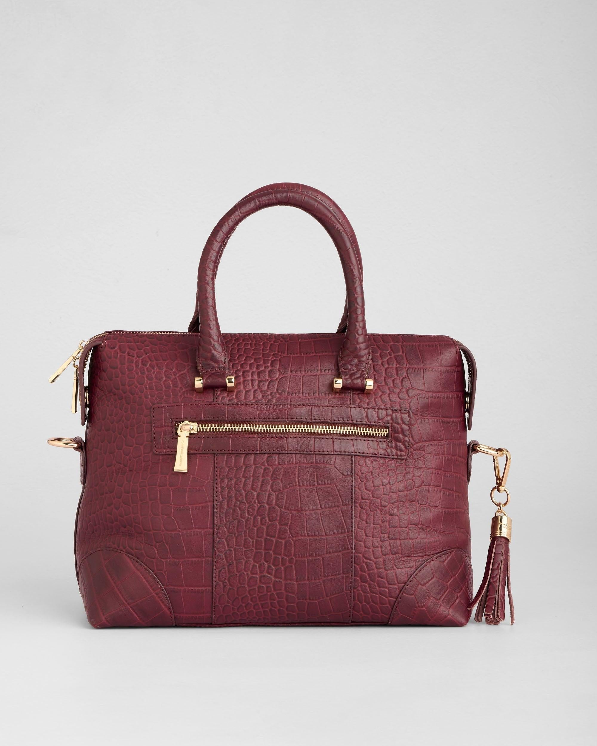 Pom Pom London Greenwich Bag Croc Red Mahogany