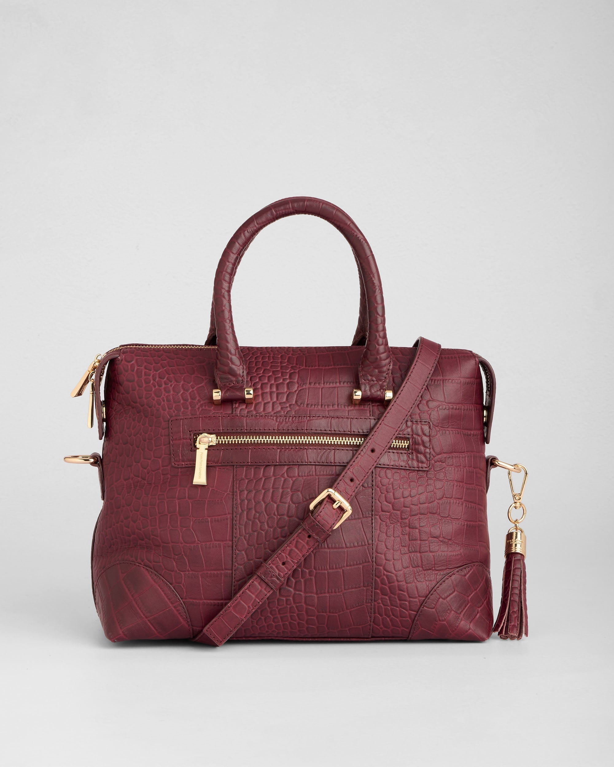 Pom Pom London Greenwich Bag Croc Red Mahogany