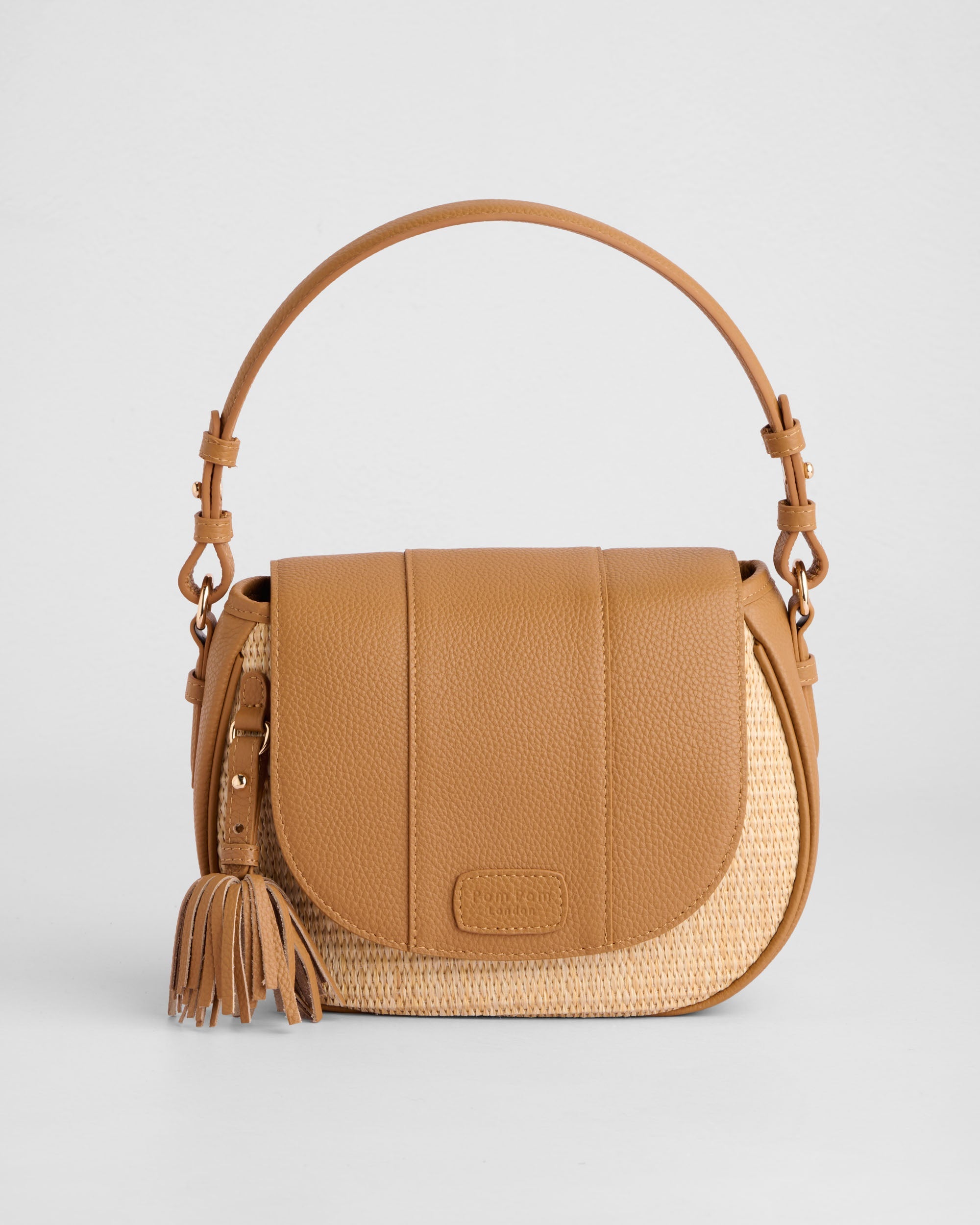 Pom Pom London Wilmington Bag Raffia & Leather Maple