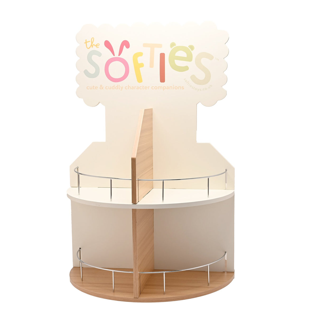 Softies Countertop Wooden Display Stand with 8 Compartments and Spinner