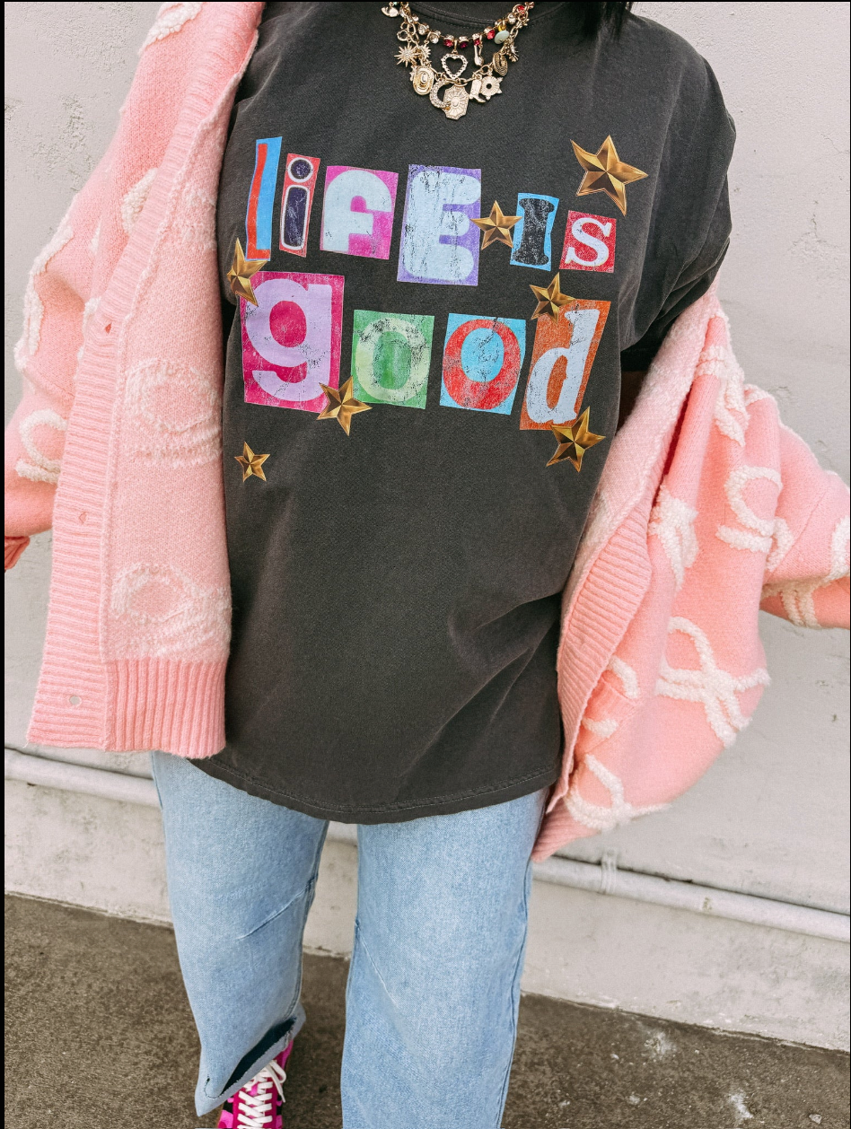 Life is Good Graphic Tee - Charcoal
