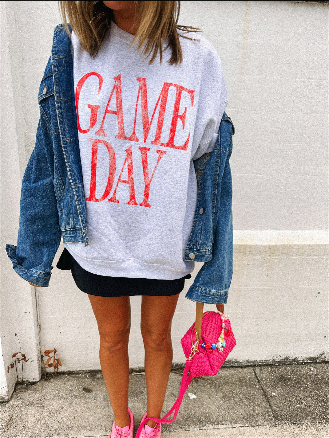 Game Day Sweatshirt - Hanes / Ash / Red