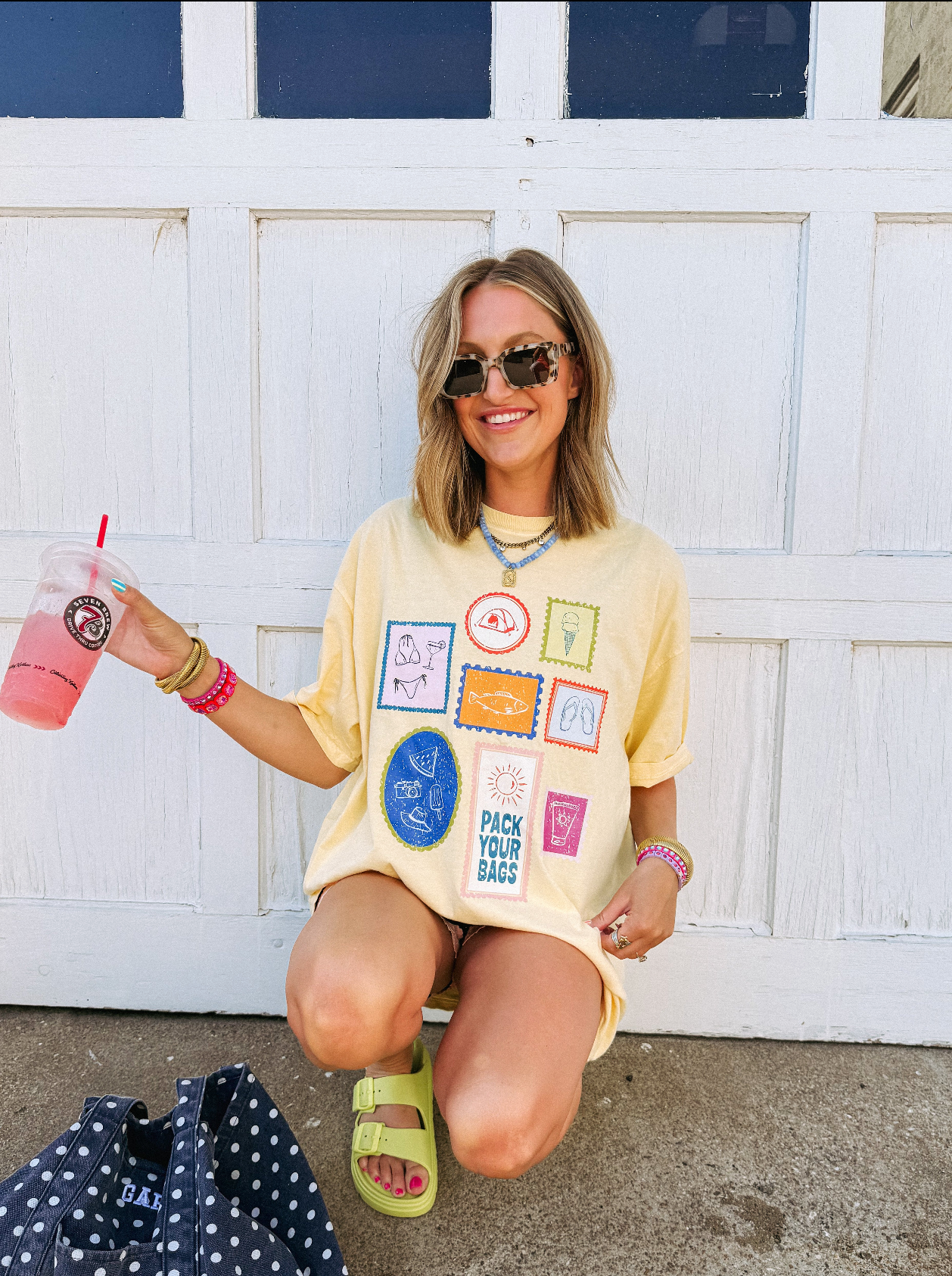 Pack Your Bags Postcard Graphic Tee - Butter Yellow