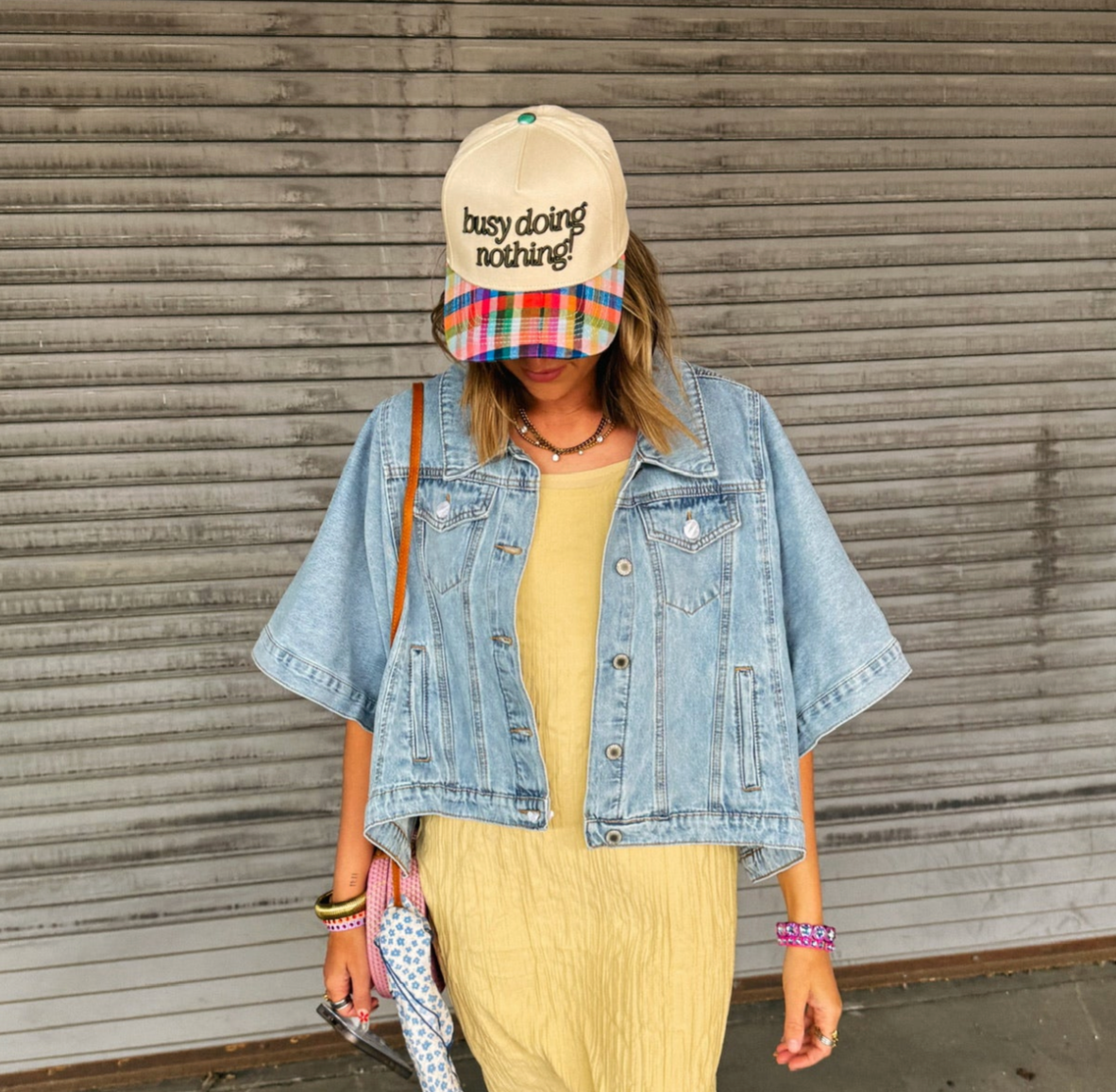 Busy Doing Nothing Trucker Hat - Multi Plaid