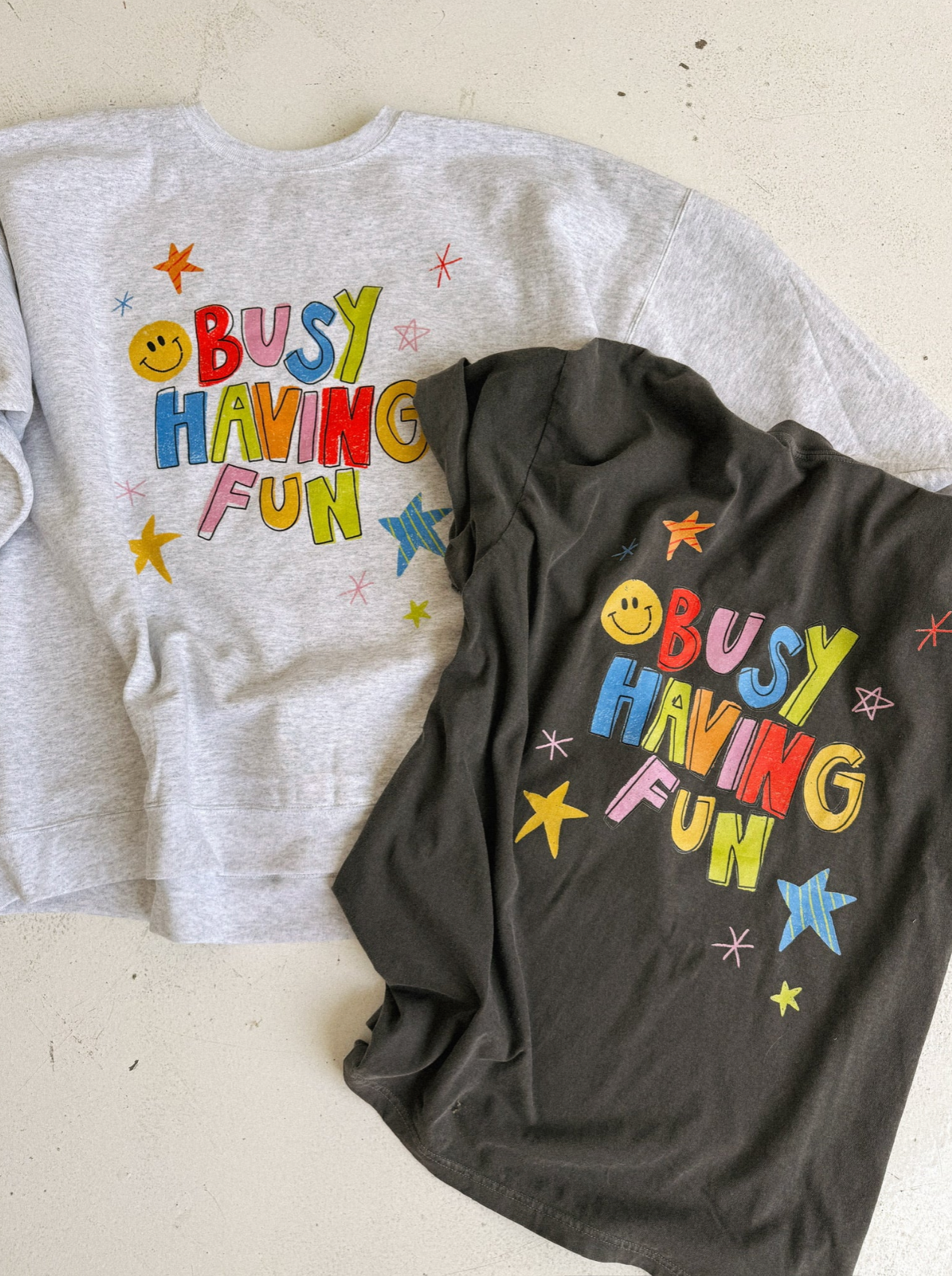 Busy Having Fun Graphic Tee - Charcoal
