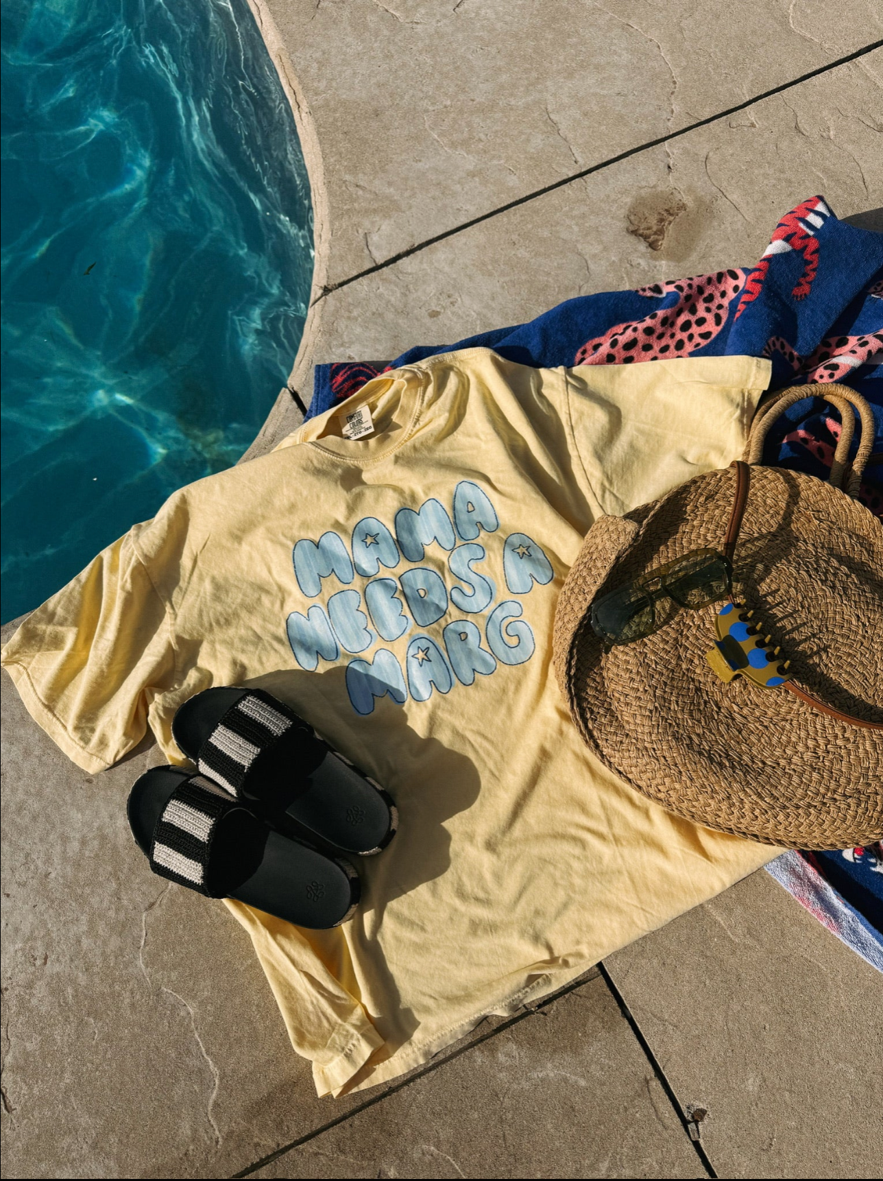 Stripe Mama Needs A Marg Graphic Tee - Butter Yellow