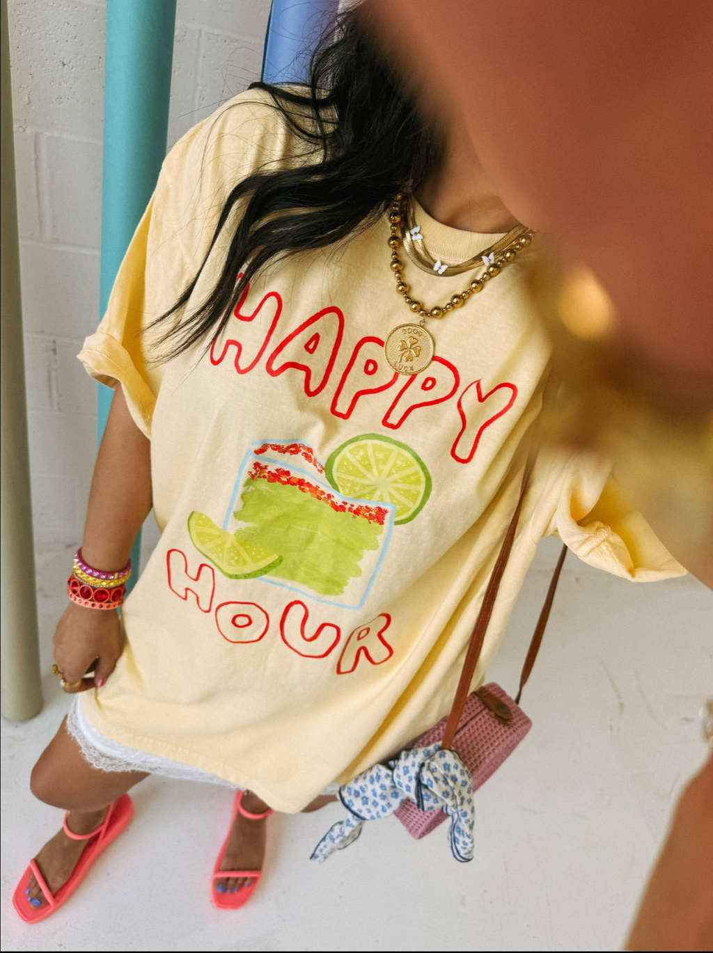 Happy Hour Graphic Tee - Butter Yellow