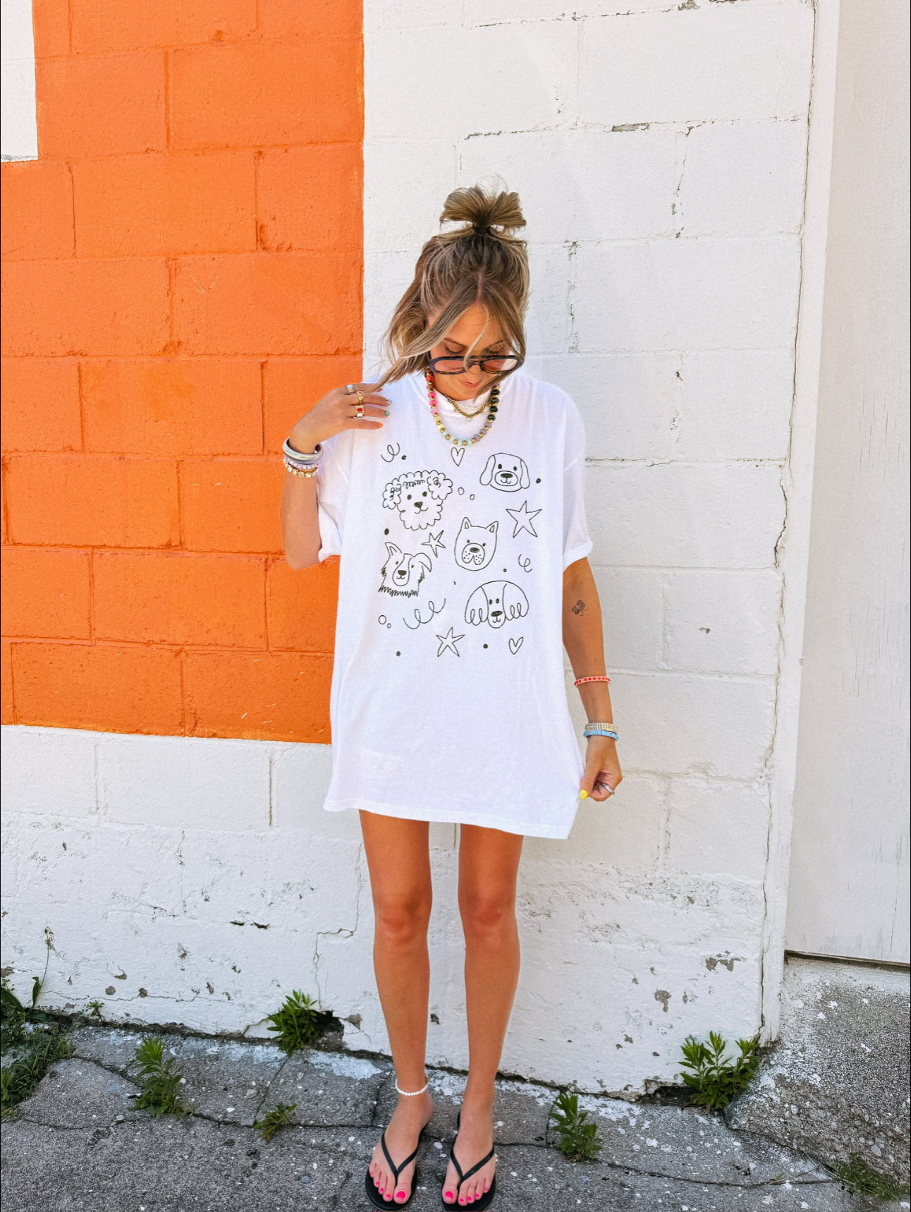 Doggy Doodles Graphic Tee - White