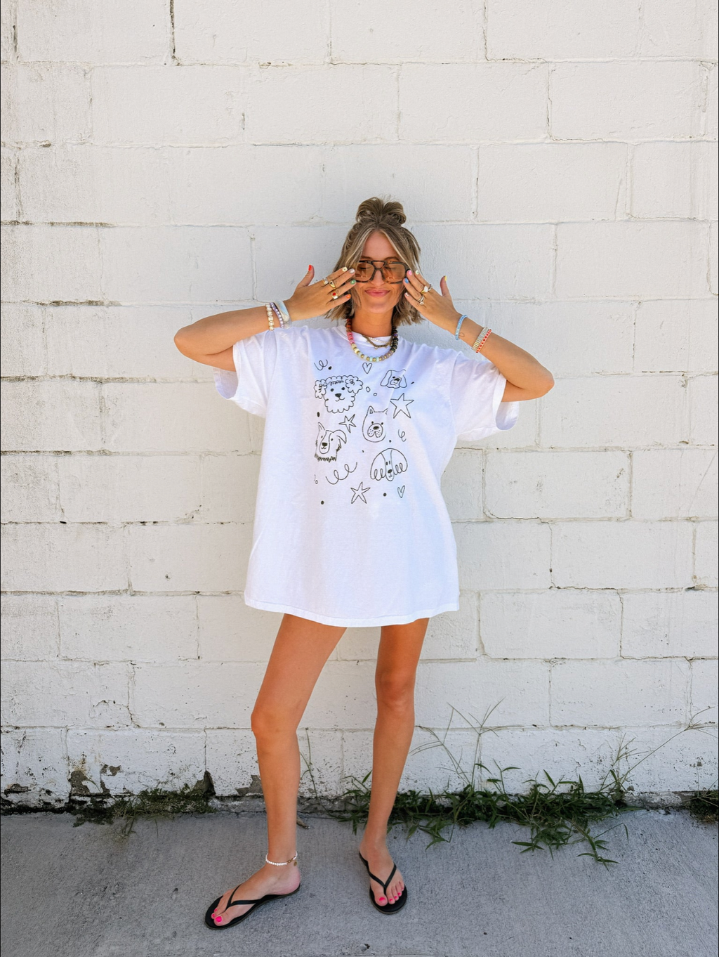 Doggy Doodles Graphic Tee - White