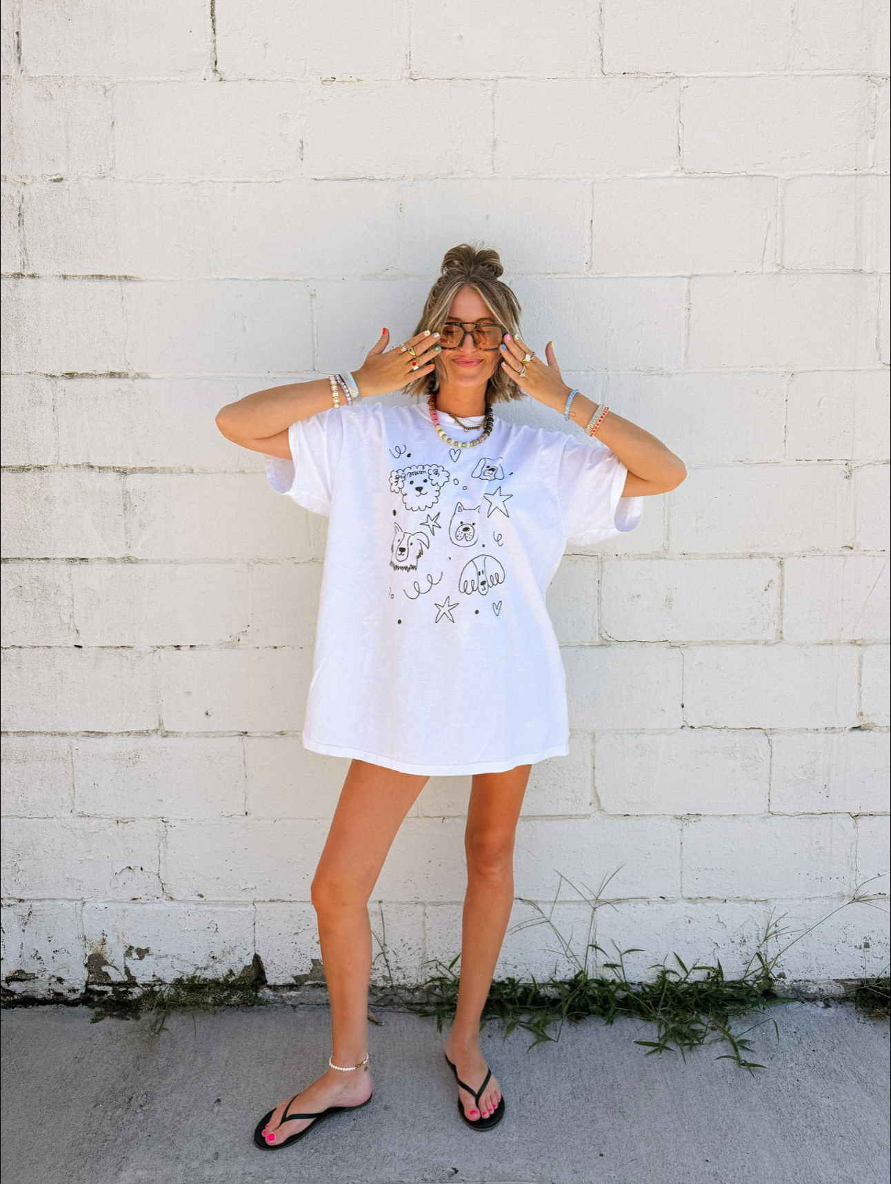 Doggy Doodles Graphic Tee - White