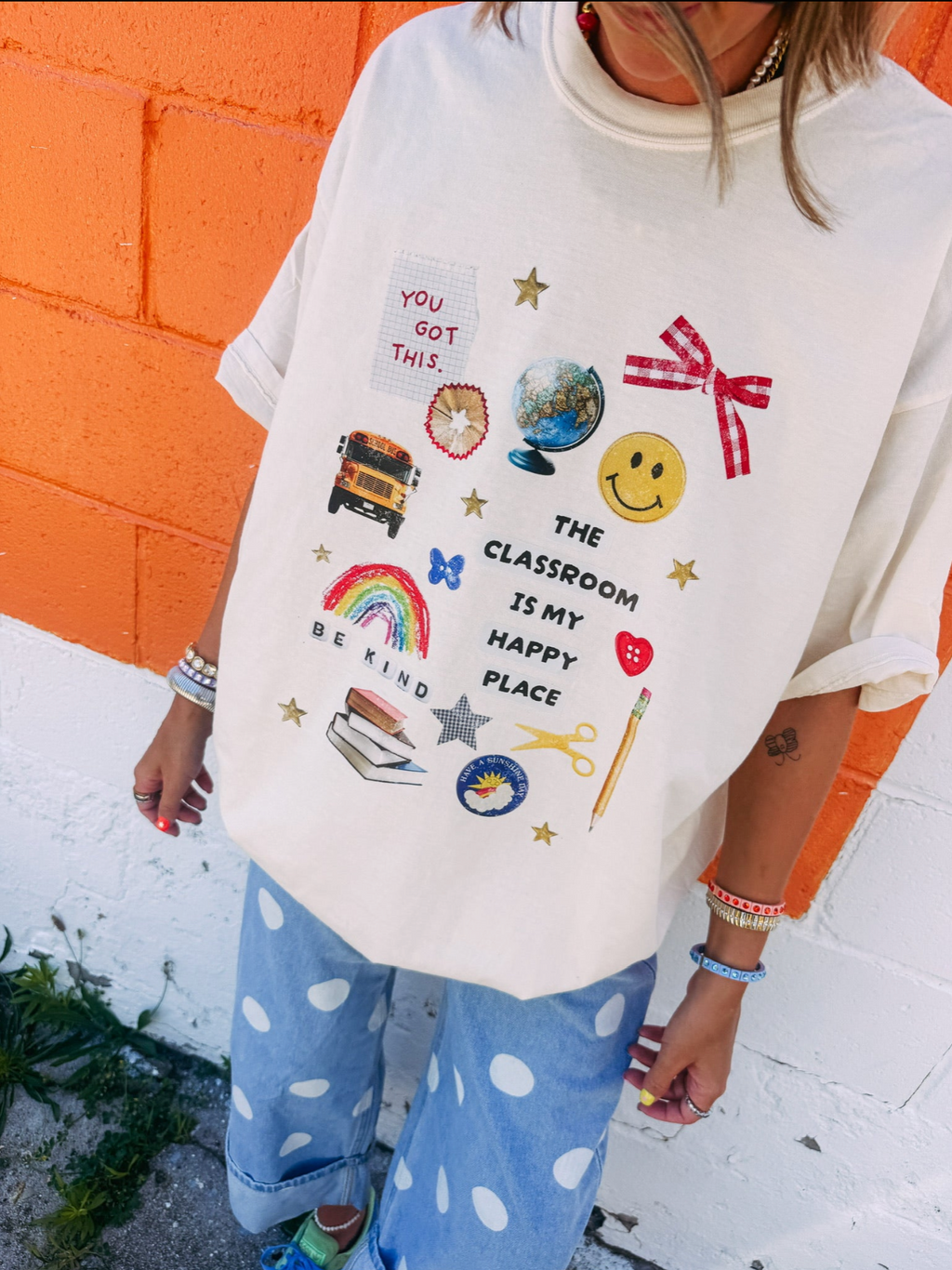 Classroom Is My Happy Place Graphic Tee - Ivory