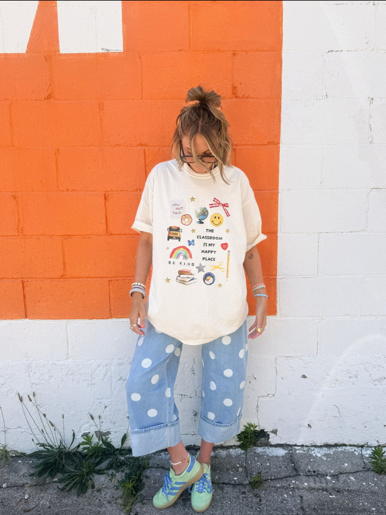 Classroom Is My Happy Place Graphic Tee - Ivory