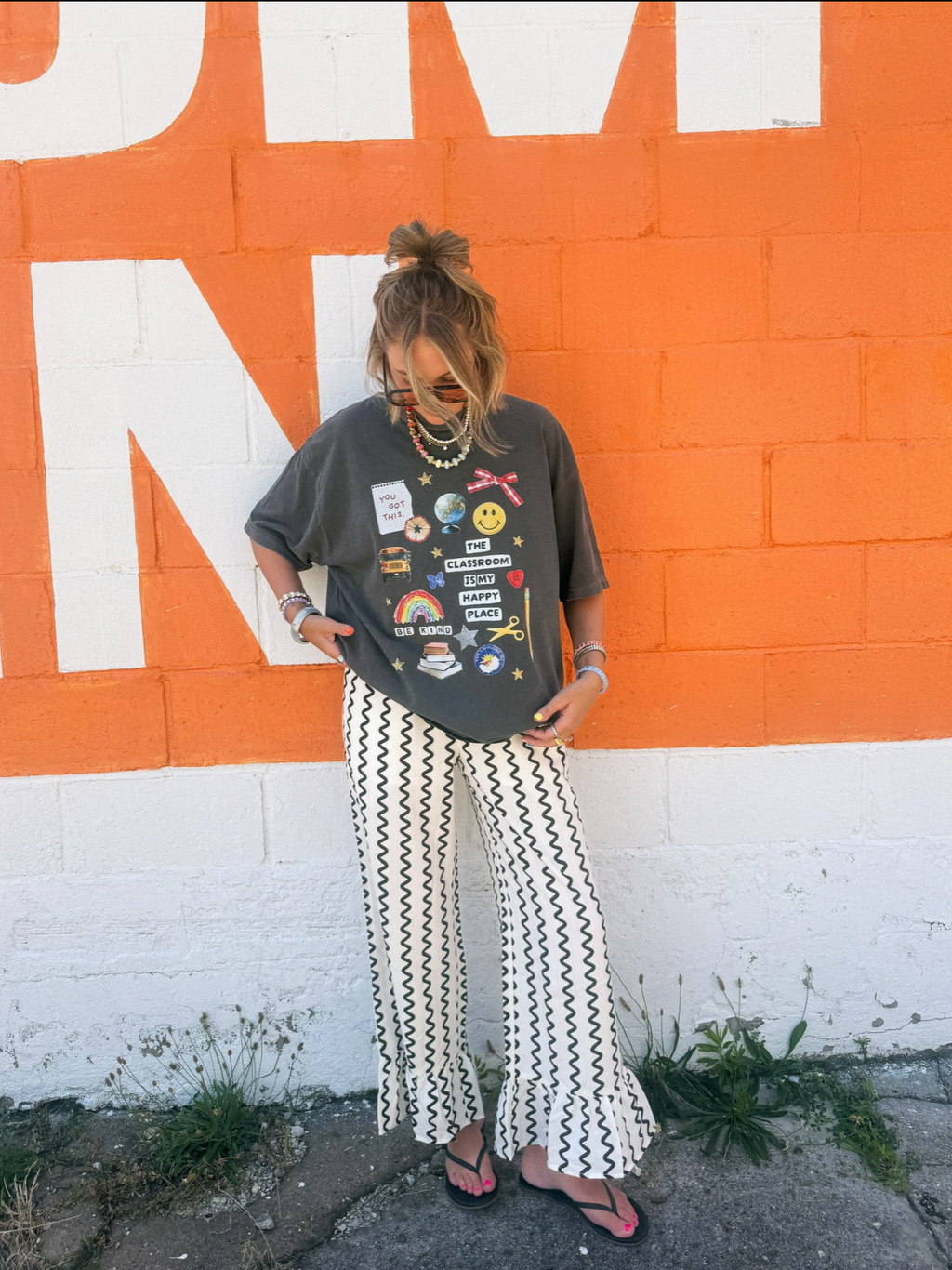 Classroom Is My Happy Place Graphic Tee - Charcoal