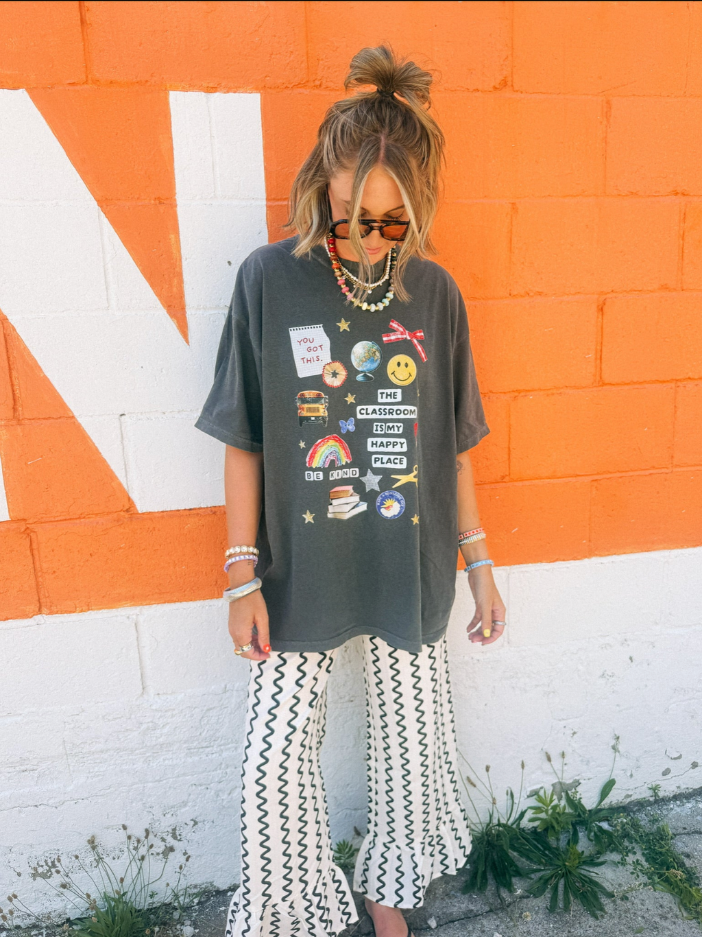 Classroom Is My Happy Place Graphic Tee - Charcoal