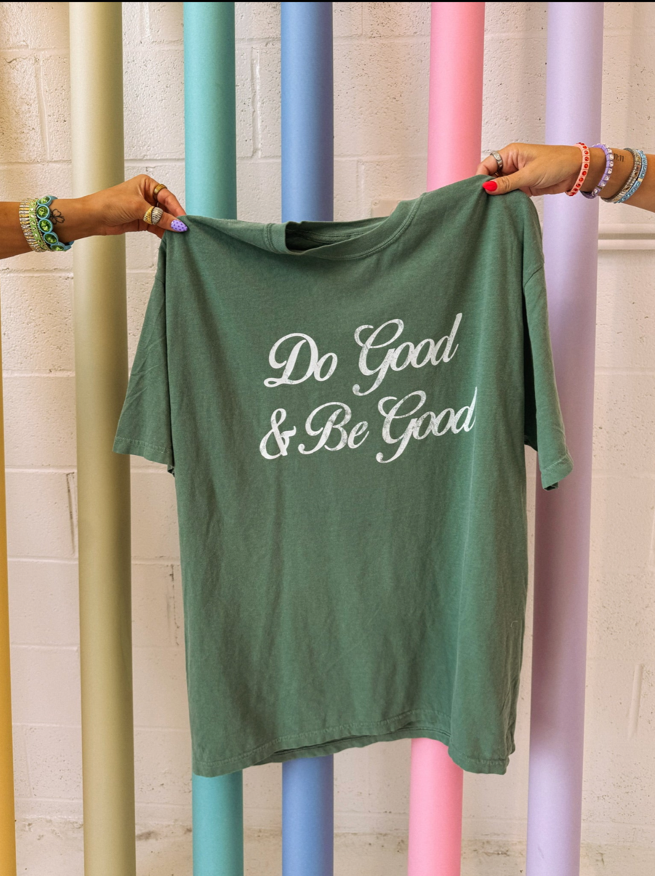 Do Good And Be Good Graphic Tee - Green / White
