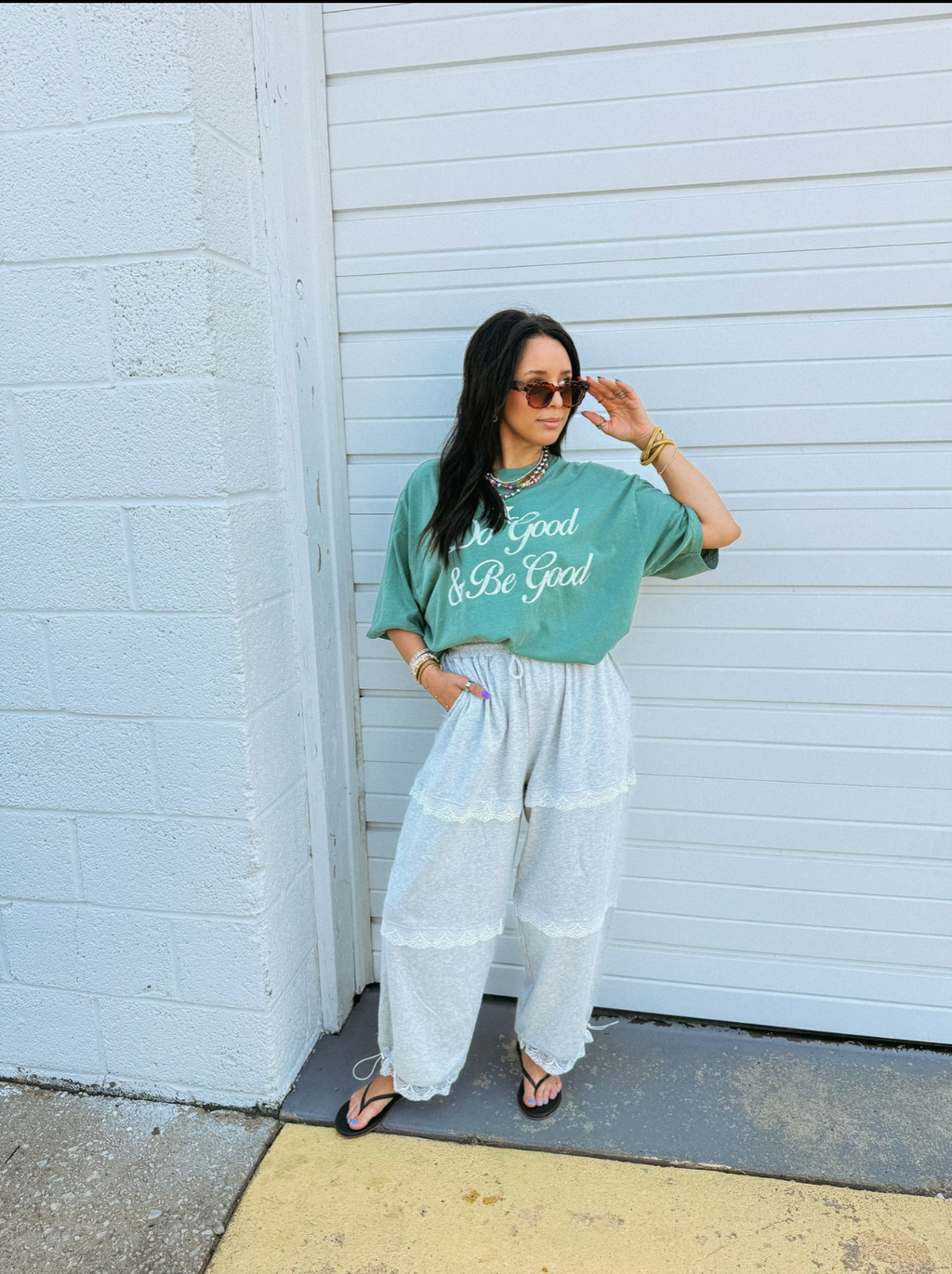 Do Good And Be Good Graphic Tee - Green / White