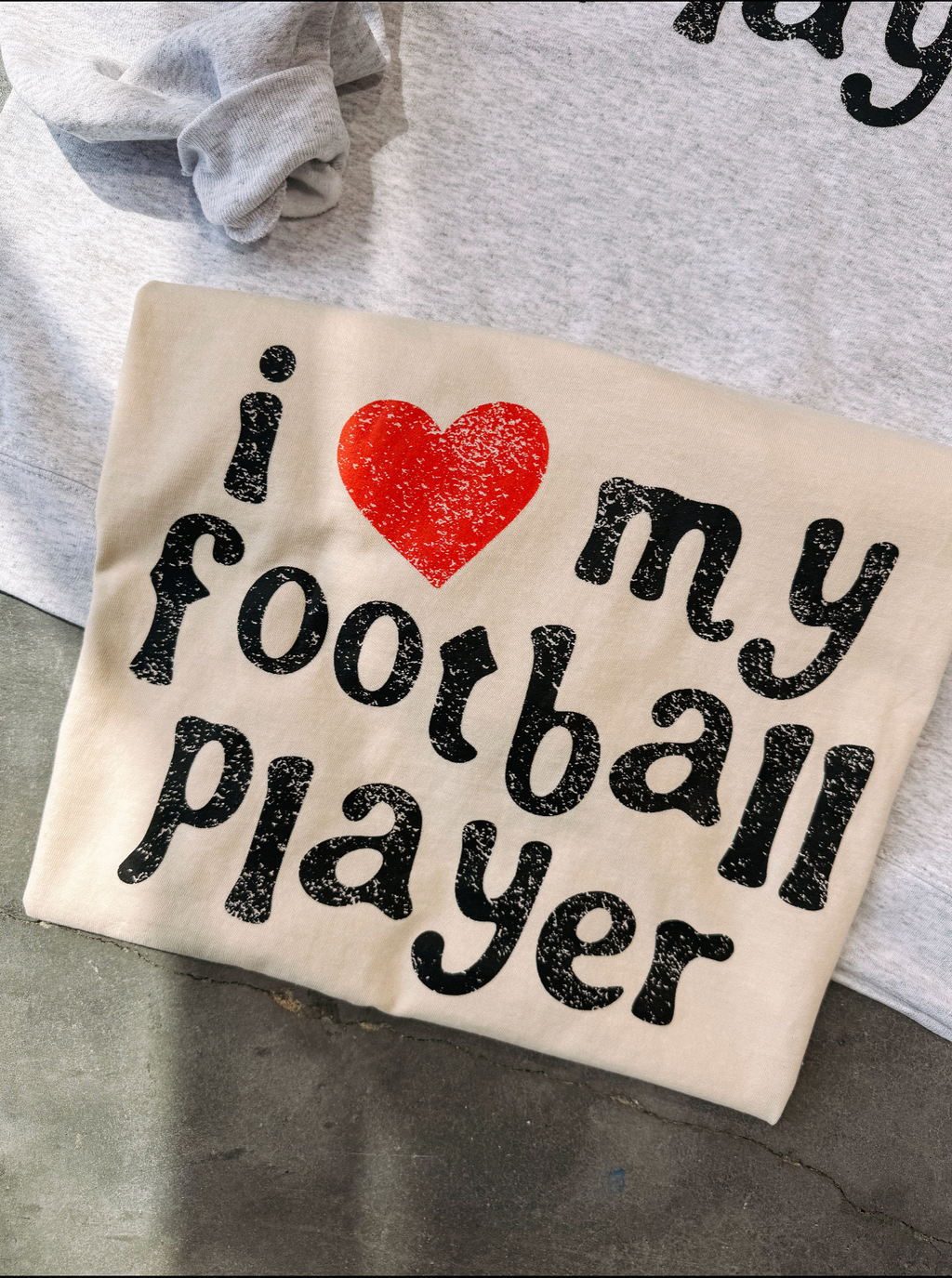 I Love My Football Player Graphic Tee - Ivory