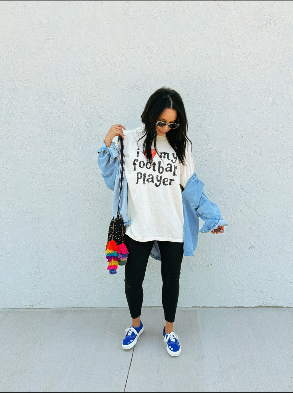 I Love My Football Player Graphic Tee - Ivory