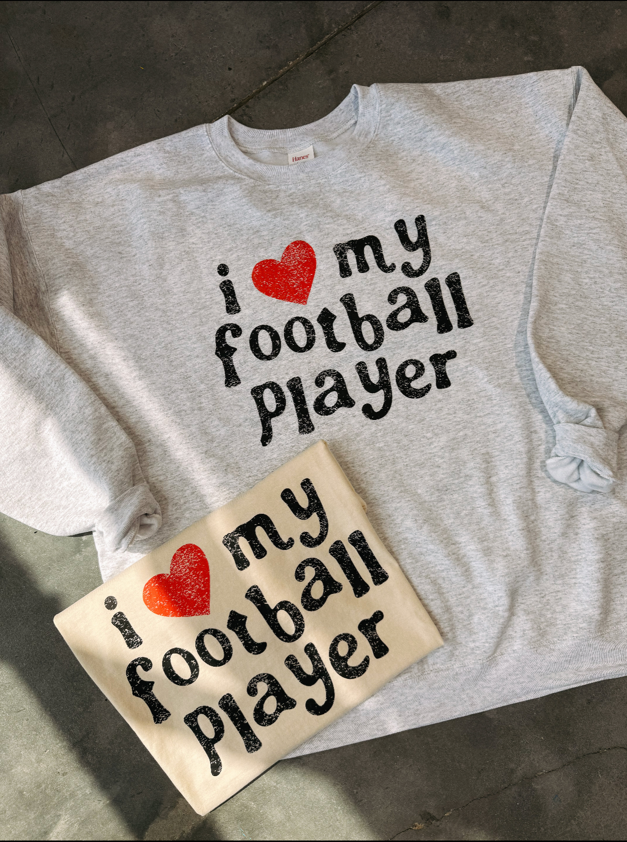 I Love My Football Player Graphic Tee - Ivory