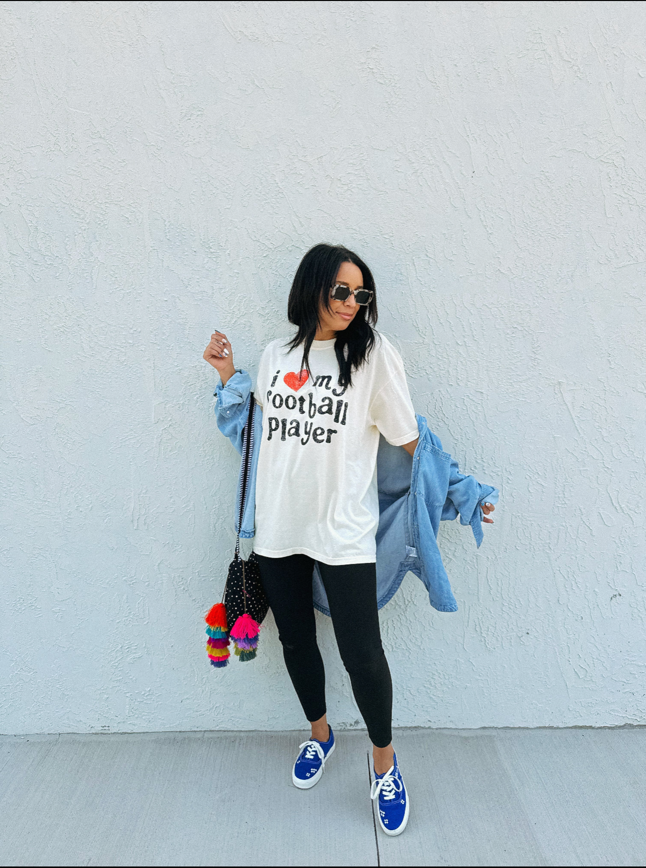 I Love My Football Player Graphic Tee - Ivory