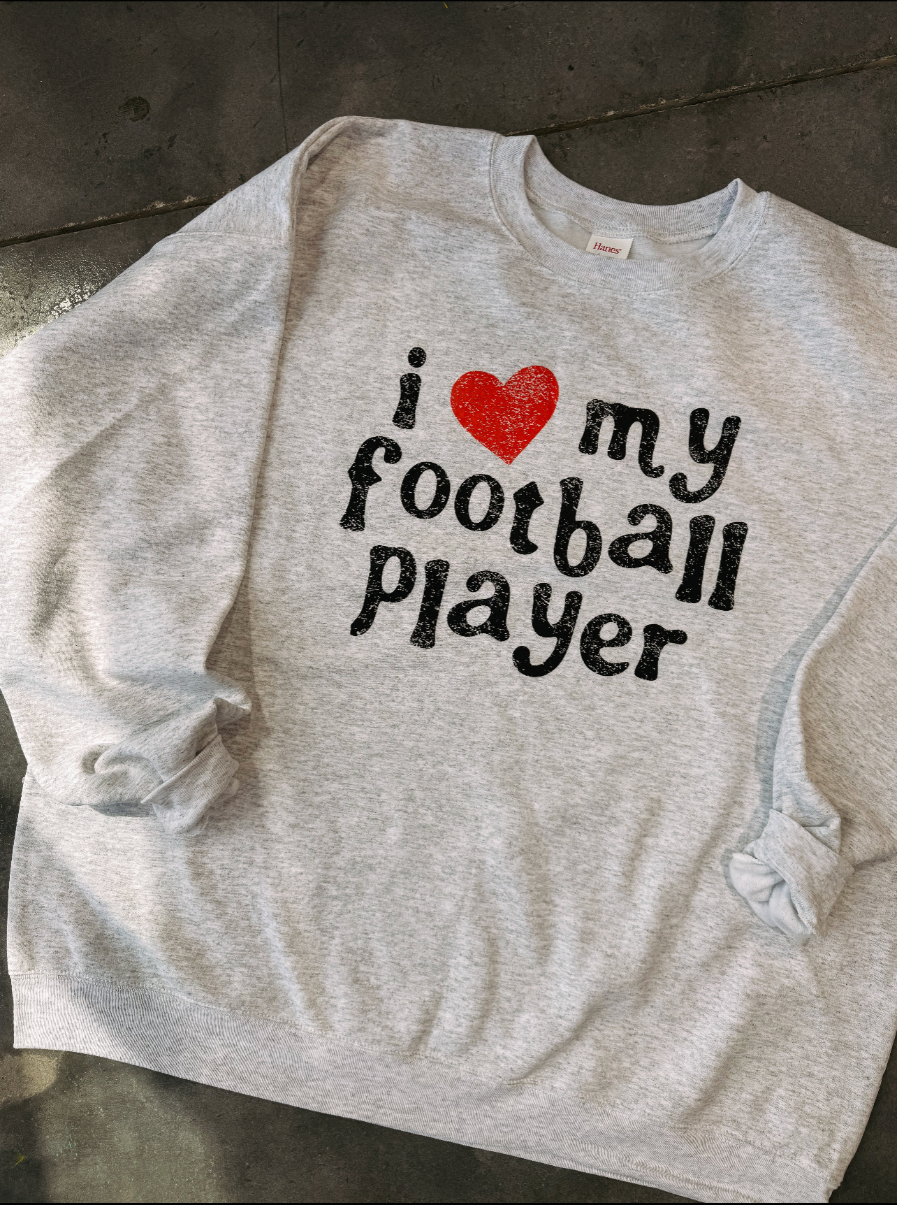 I Love My Football Player Sweatshirt - Ash