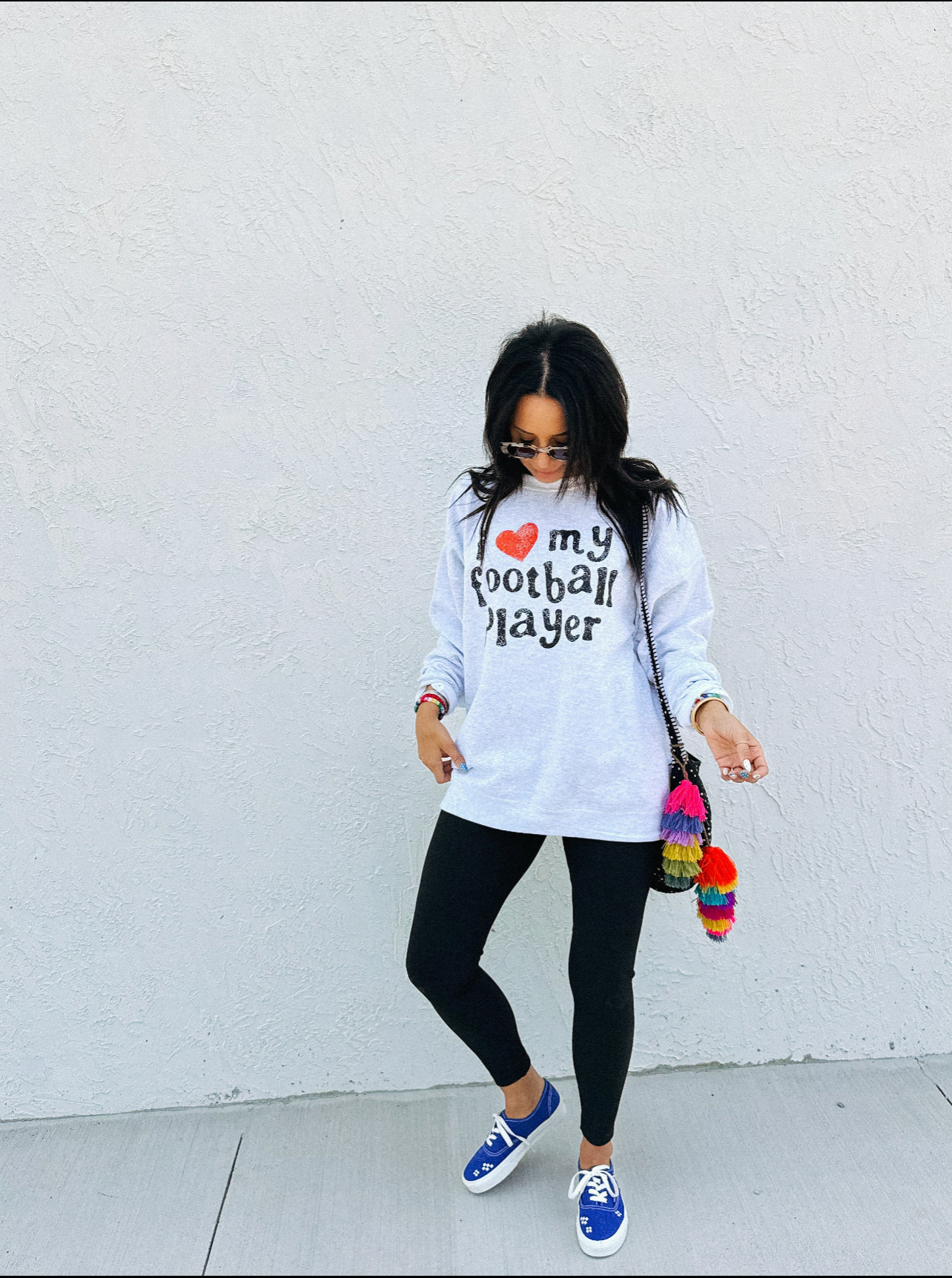 I Love My Football Player Sweatshirt - Ash