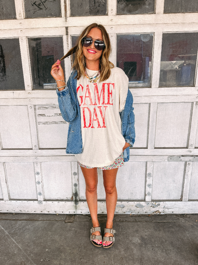 Game Day Graphic Tee - Ivory / Red