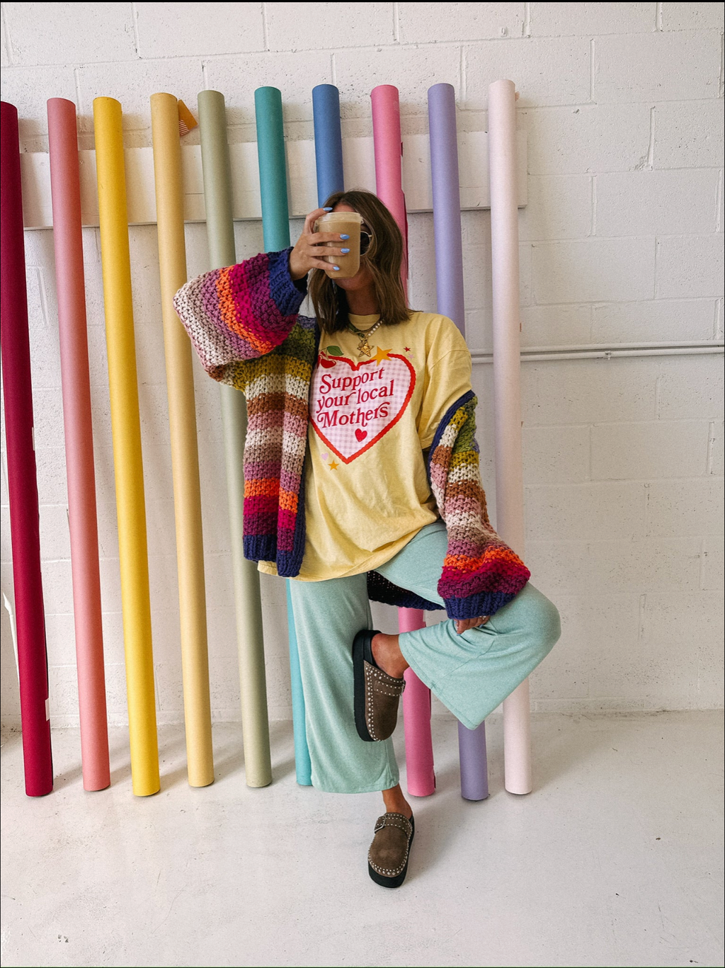 Support Local Mothers Graphic Tee - Butter Yellow