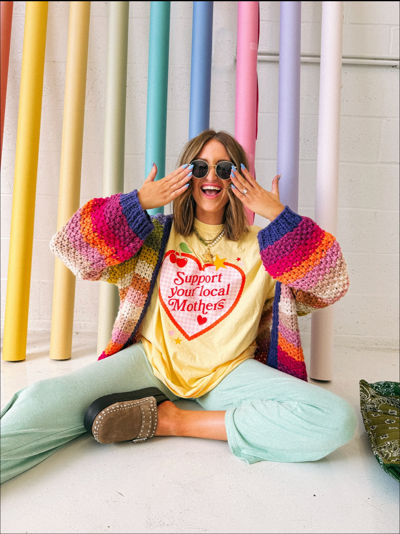 Support Local Mothers Graphic Tee - Butter Yellow
