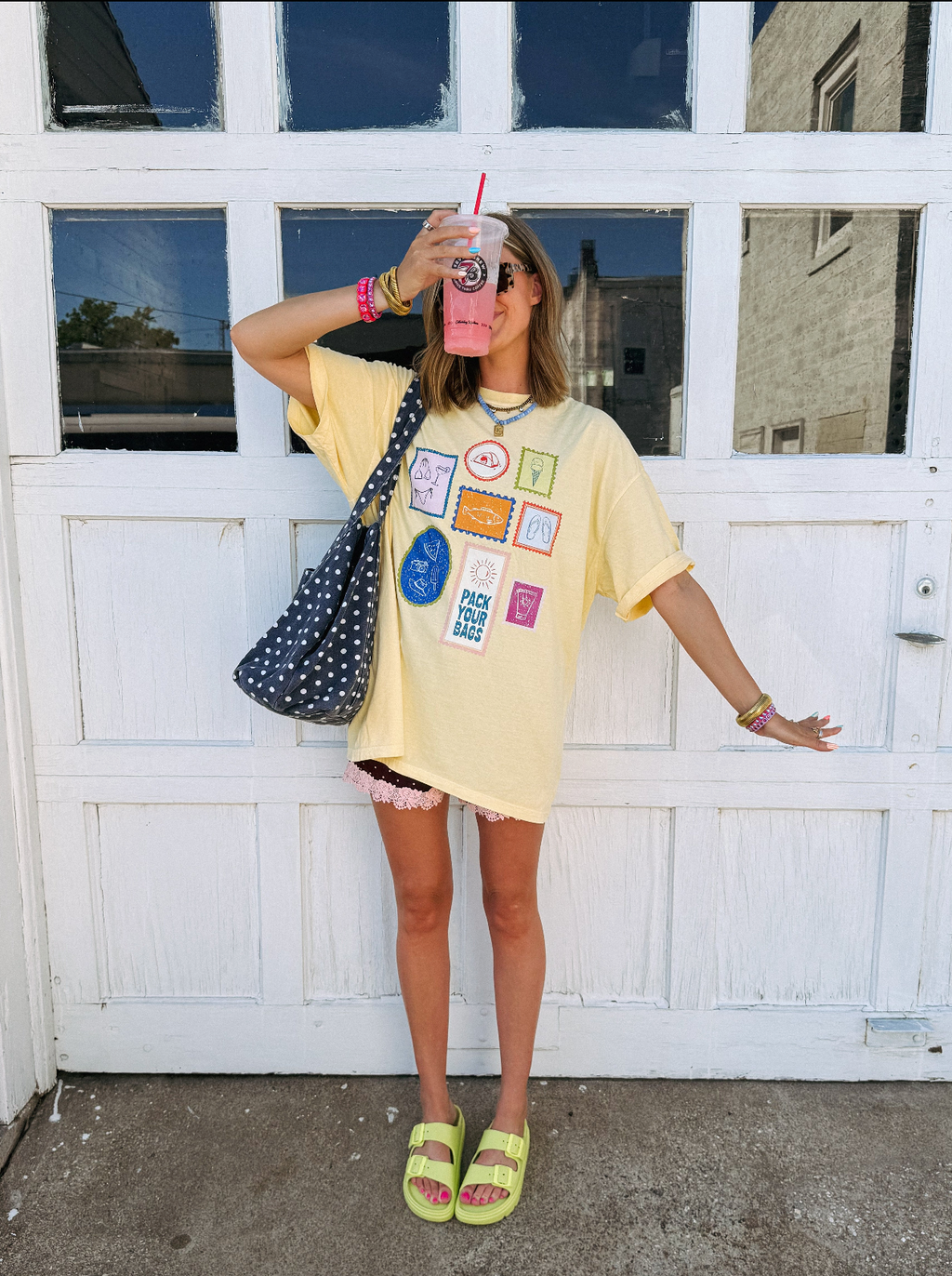 Pack Your Bags Postcard Graphic Tee - Butter Yellow