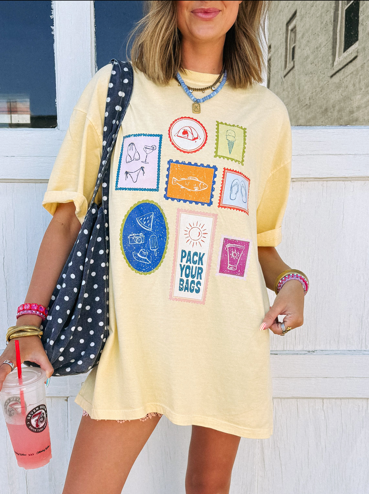 Pack Your Bags Postcard Graphic Tee - Butter Yellow