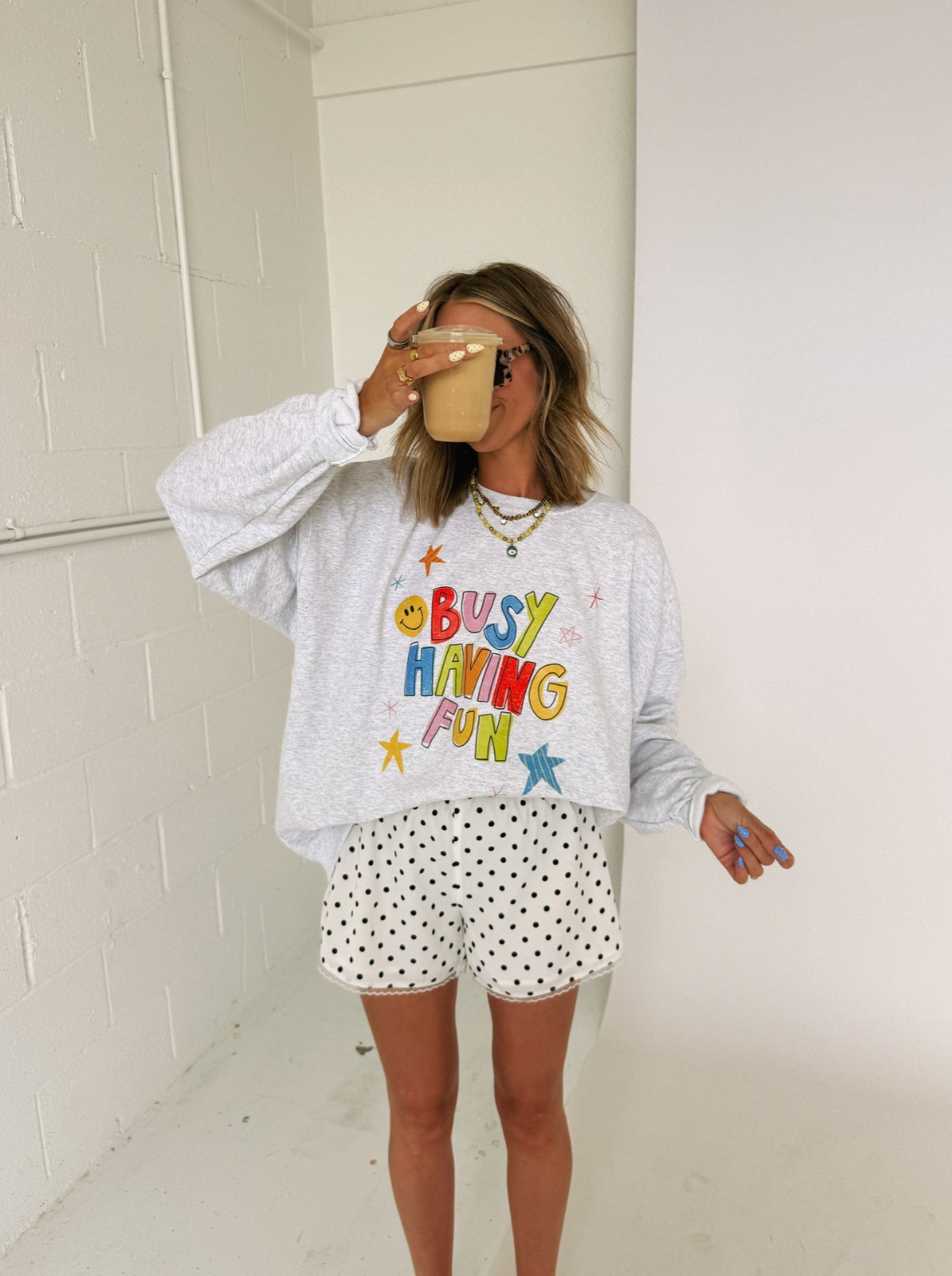 Busy Having Fun Sweatshirt - Ash