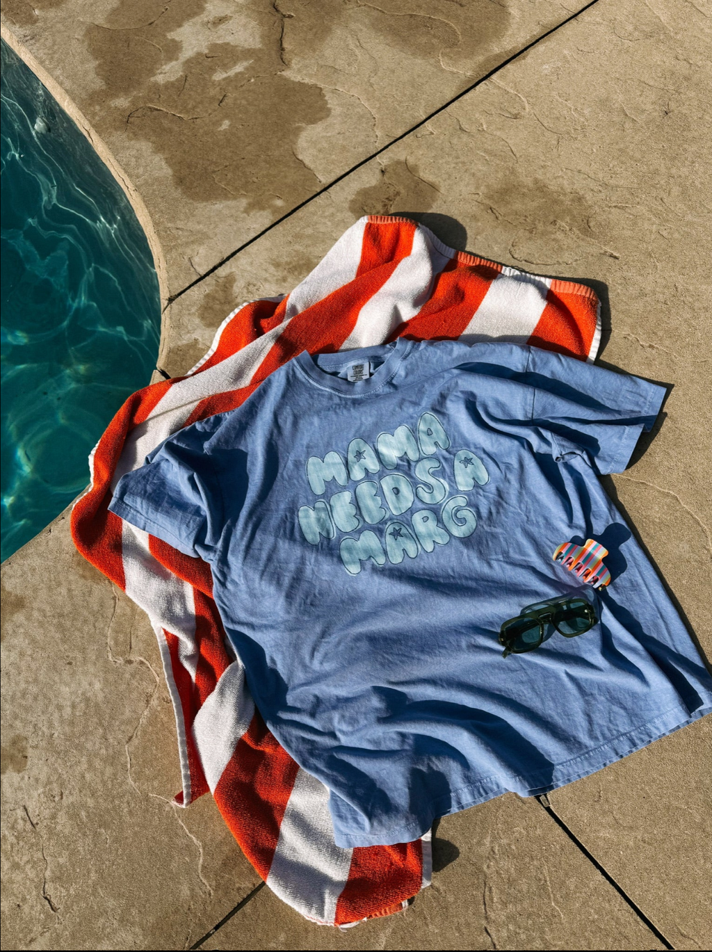 Stripe Mama Needs A Marg Graphic Tee - Denim