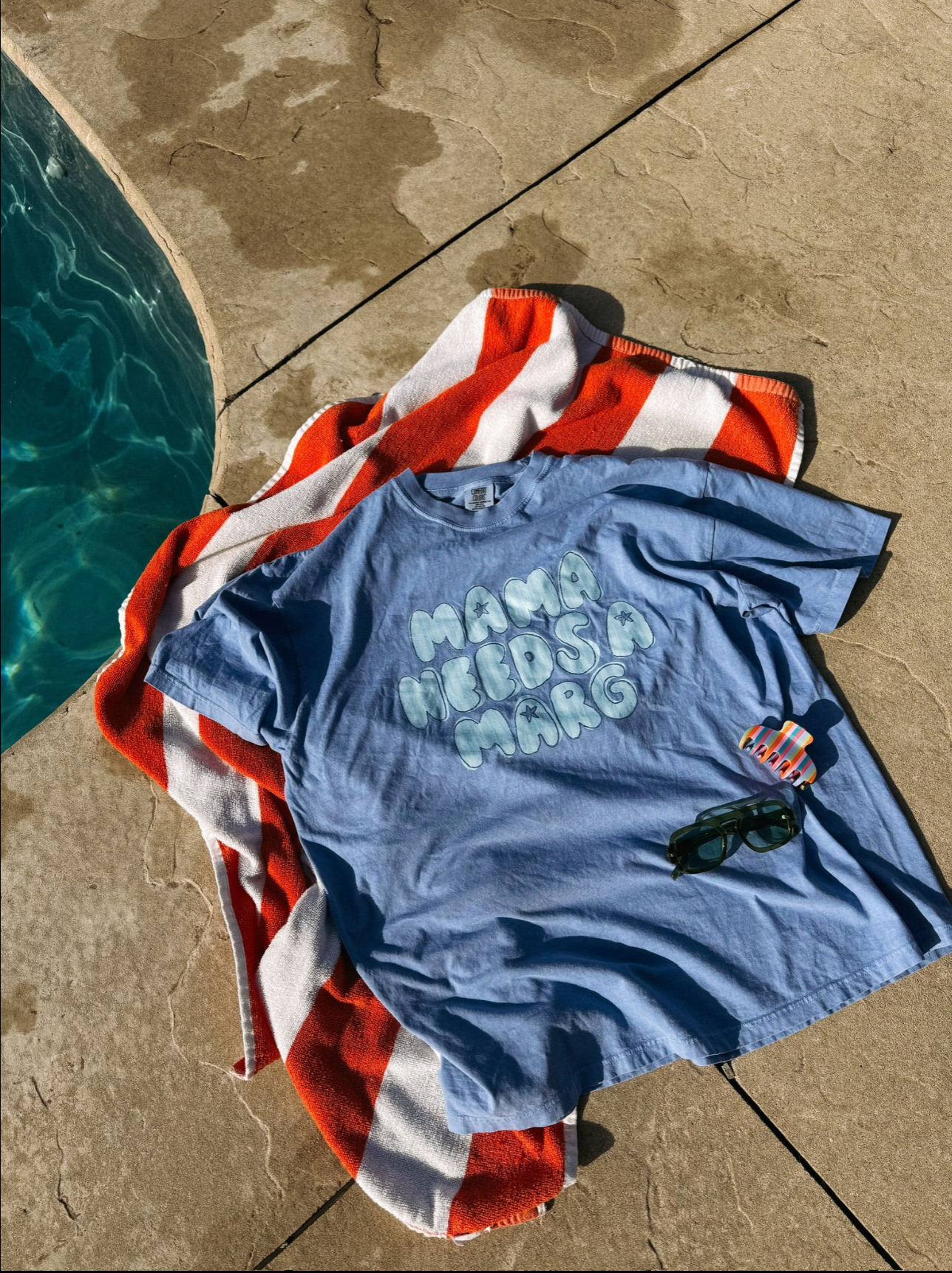 Stripe Mama Needs A Marg Graphic Tee - Denim