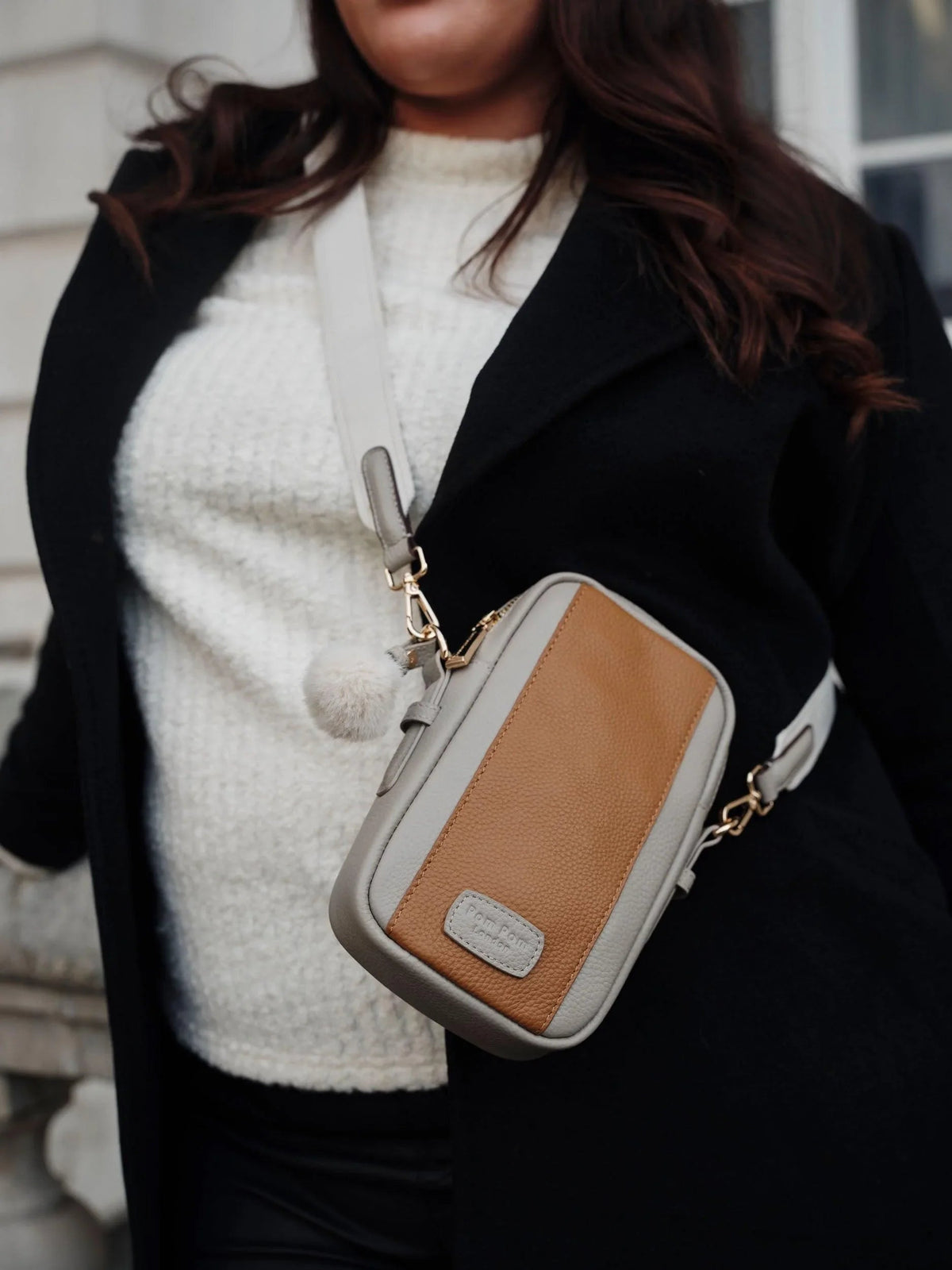 Strap Leather Tab - Stone